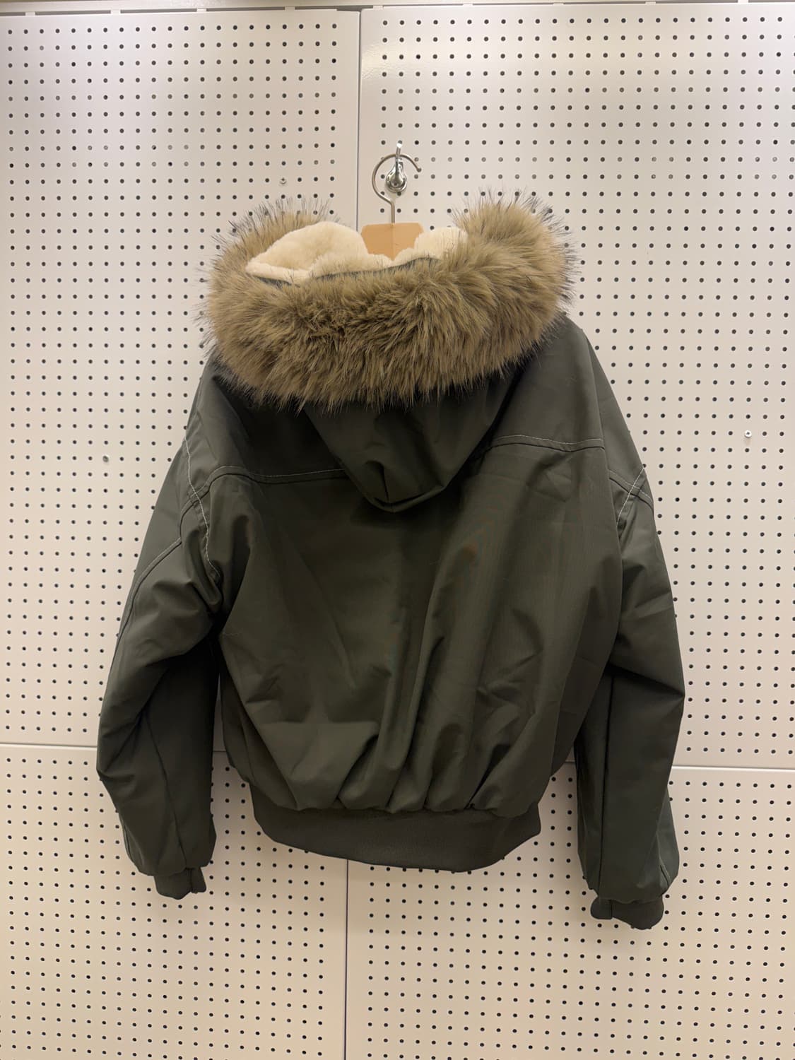 빈티지 퍼 후드 숏 패딩 점퍼 카키  상품이미지3