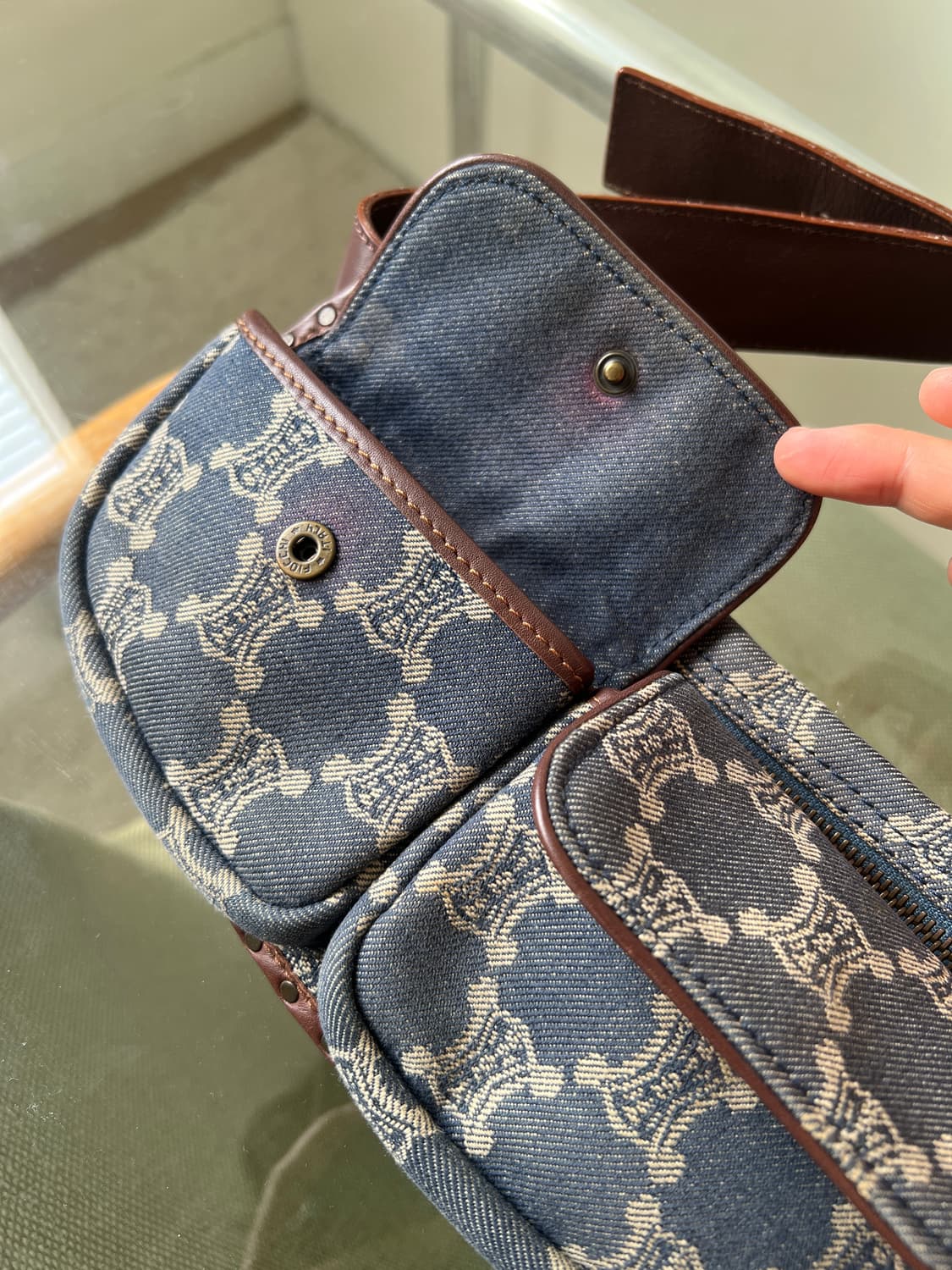 빈티지 셀린 트리옹프 데님 벨트백 상품이미지3