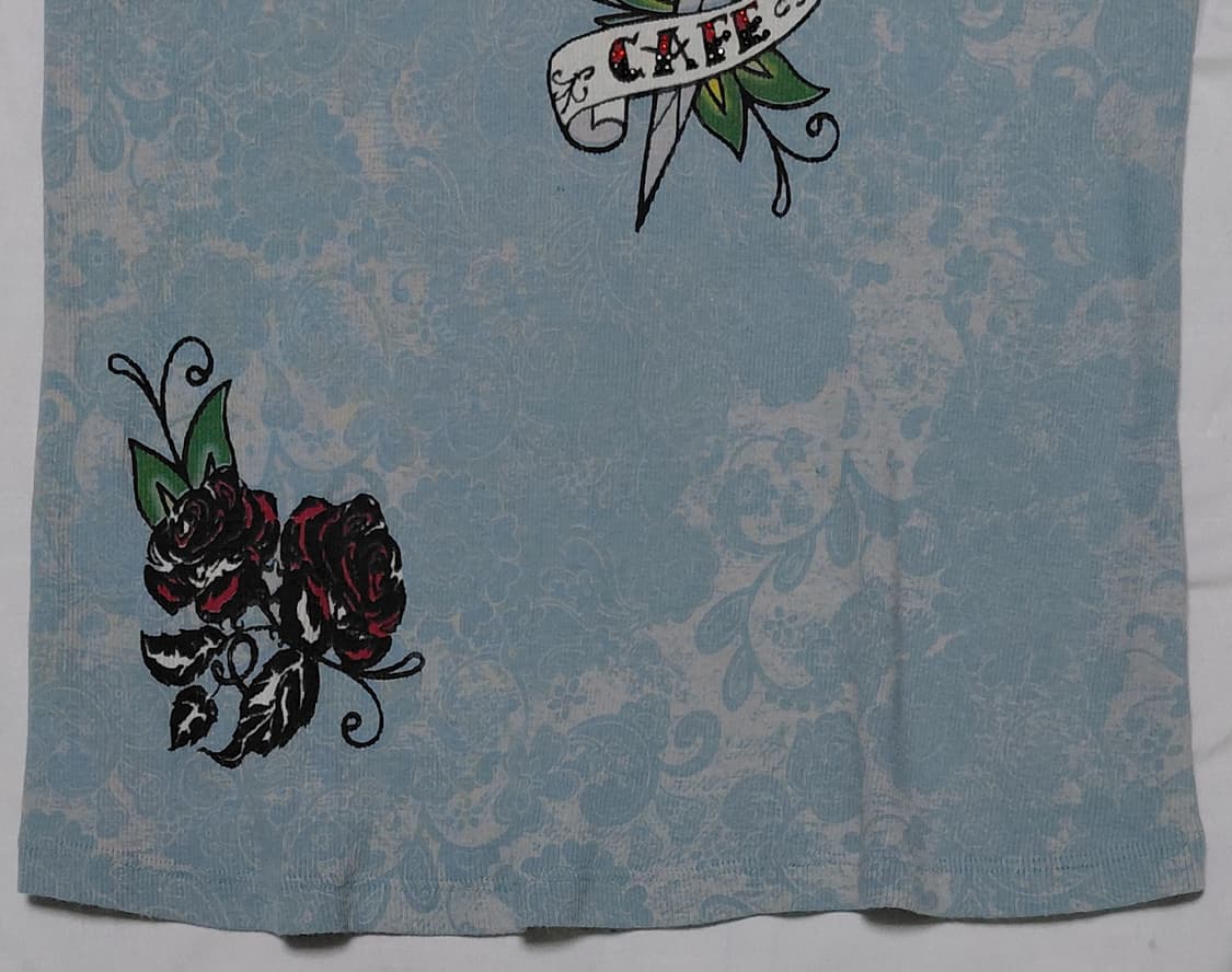 [L] 빈티지 Skinny Minnie 타투 아트 라인스톤 티셔츠 상품이미지6