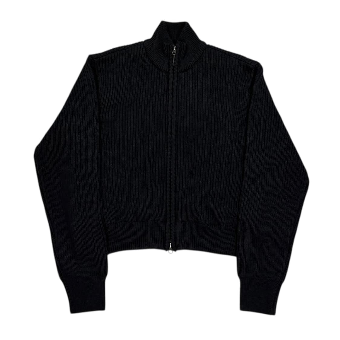 아모멘토 풀 니들 크롭 블루종 스웨터 가디건 블랙 0사이즈 상품이미지1
