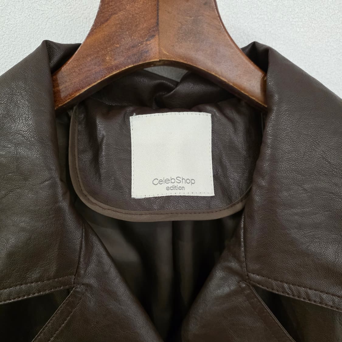 CelebShop 브라운 가죽 트렌치 코트 상품이미지6