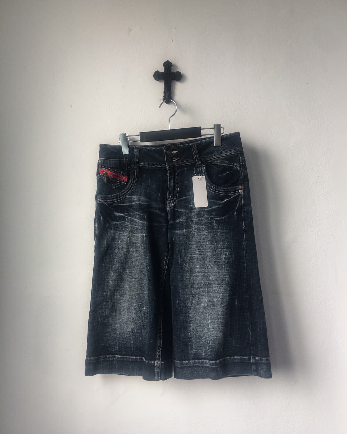 Washing denim half pants 상품이미지1