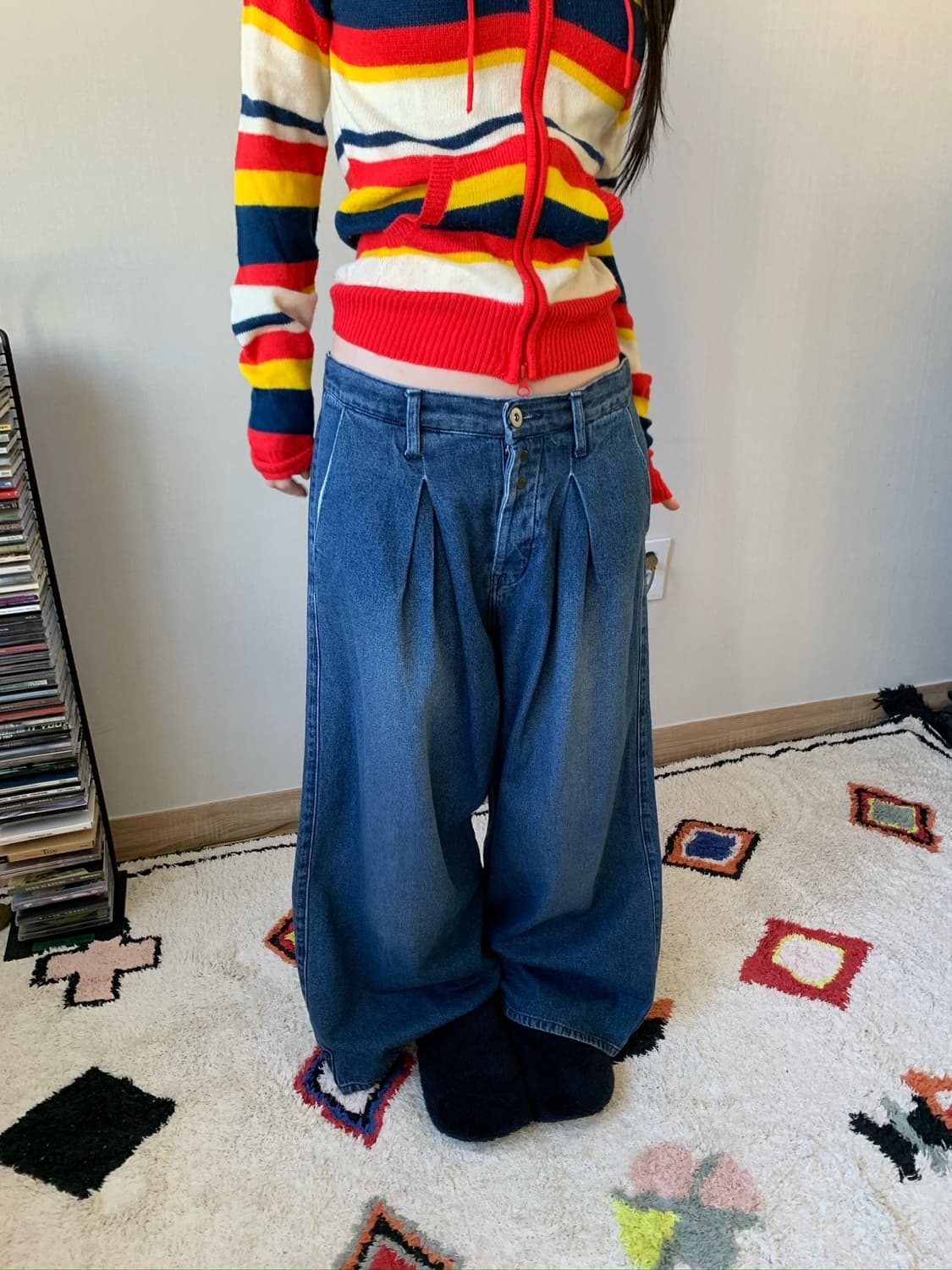 denim wide tuck pants 상품이미지1