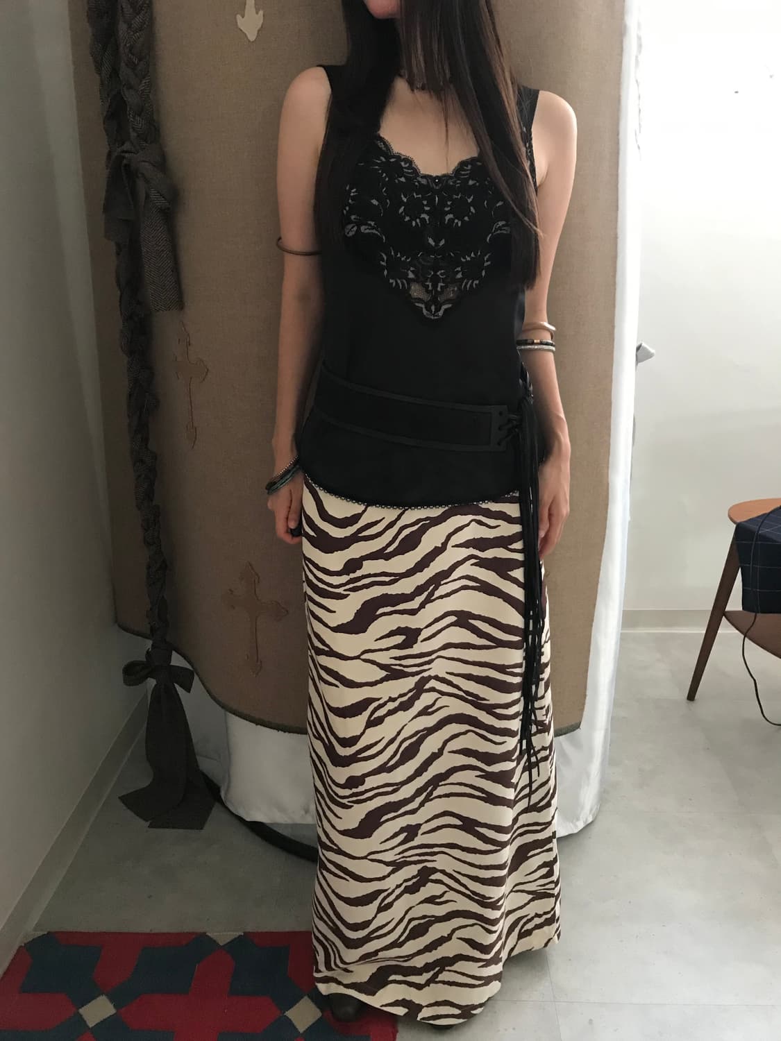 vintage pattern maxi skirt  상품이미지2
