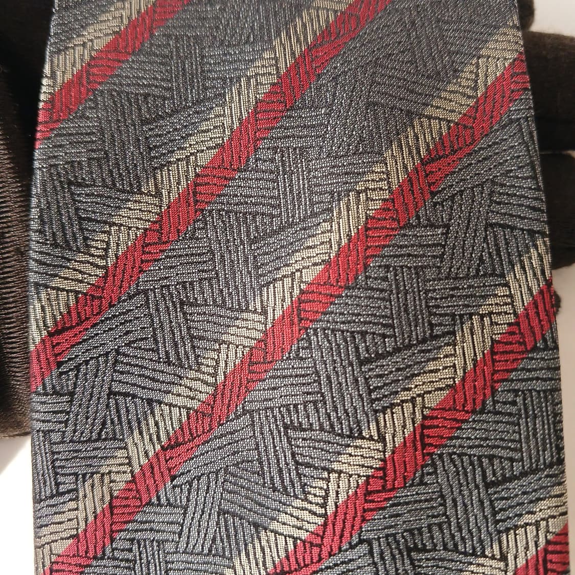 지방시 넥타이 레드 사선 자카드 패턴 8cm A~B등급 A19858 상품이미지7