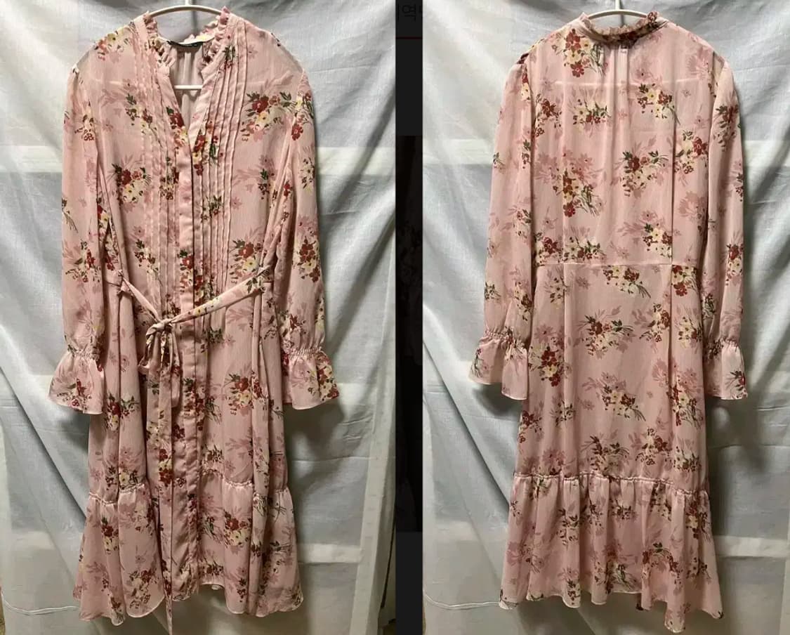 헤지스 핑크 플라워 쉬폰 미디원피스 상품이미지1