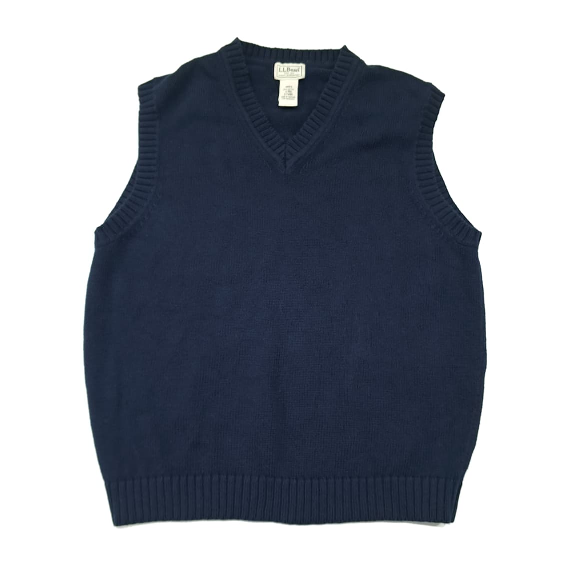 CL201 S 엘엘빈 코튼 그린스크립트라벨 네이비 니트 베스트 상품이미지1