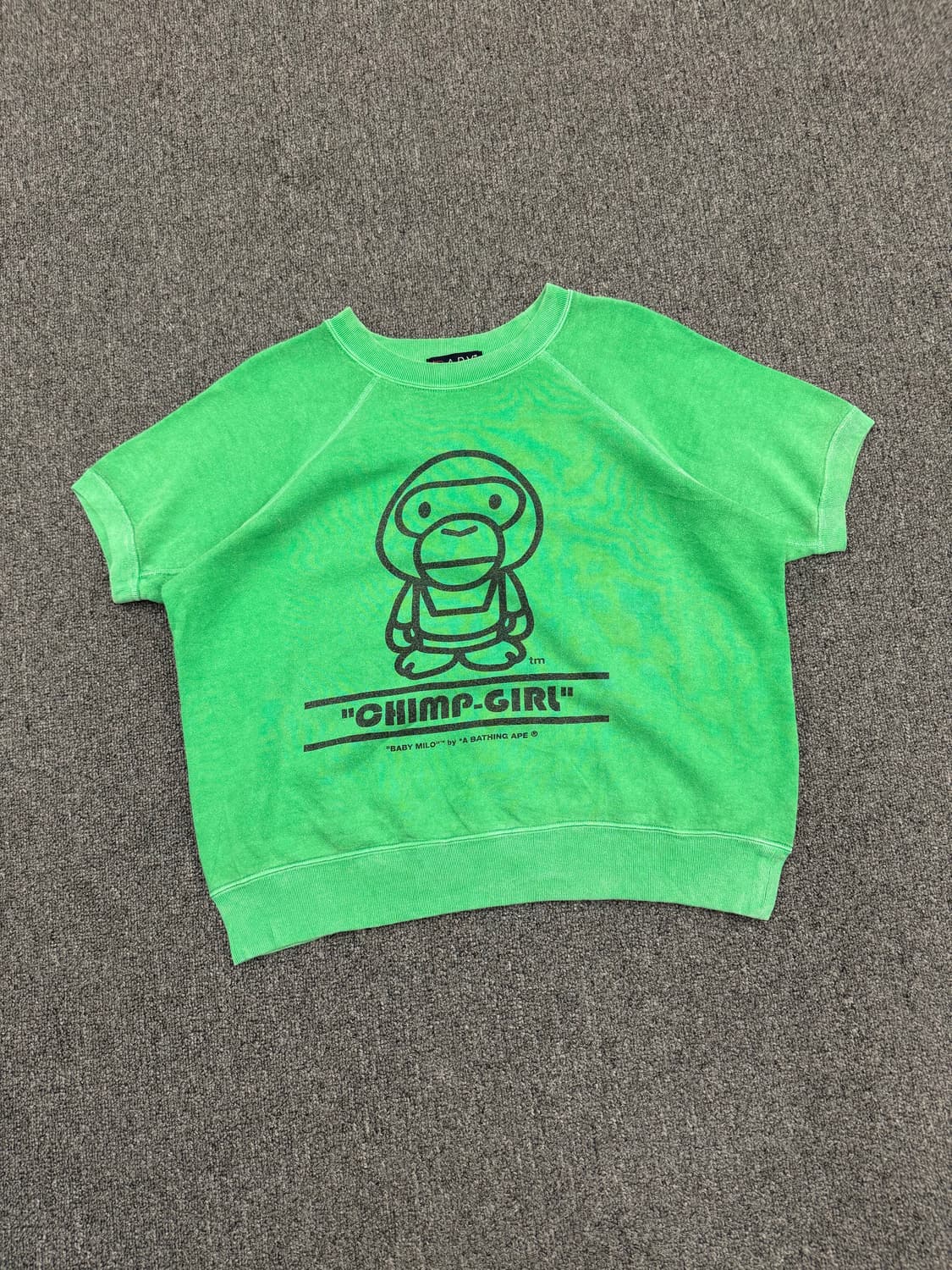 OS)베이프 베이피 빈티지 마일로 프린팅 여성 크롭 반팔 스웻셔츠 상품이미지1