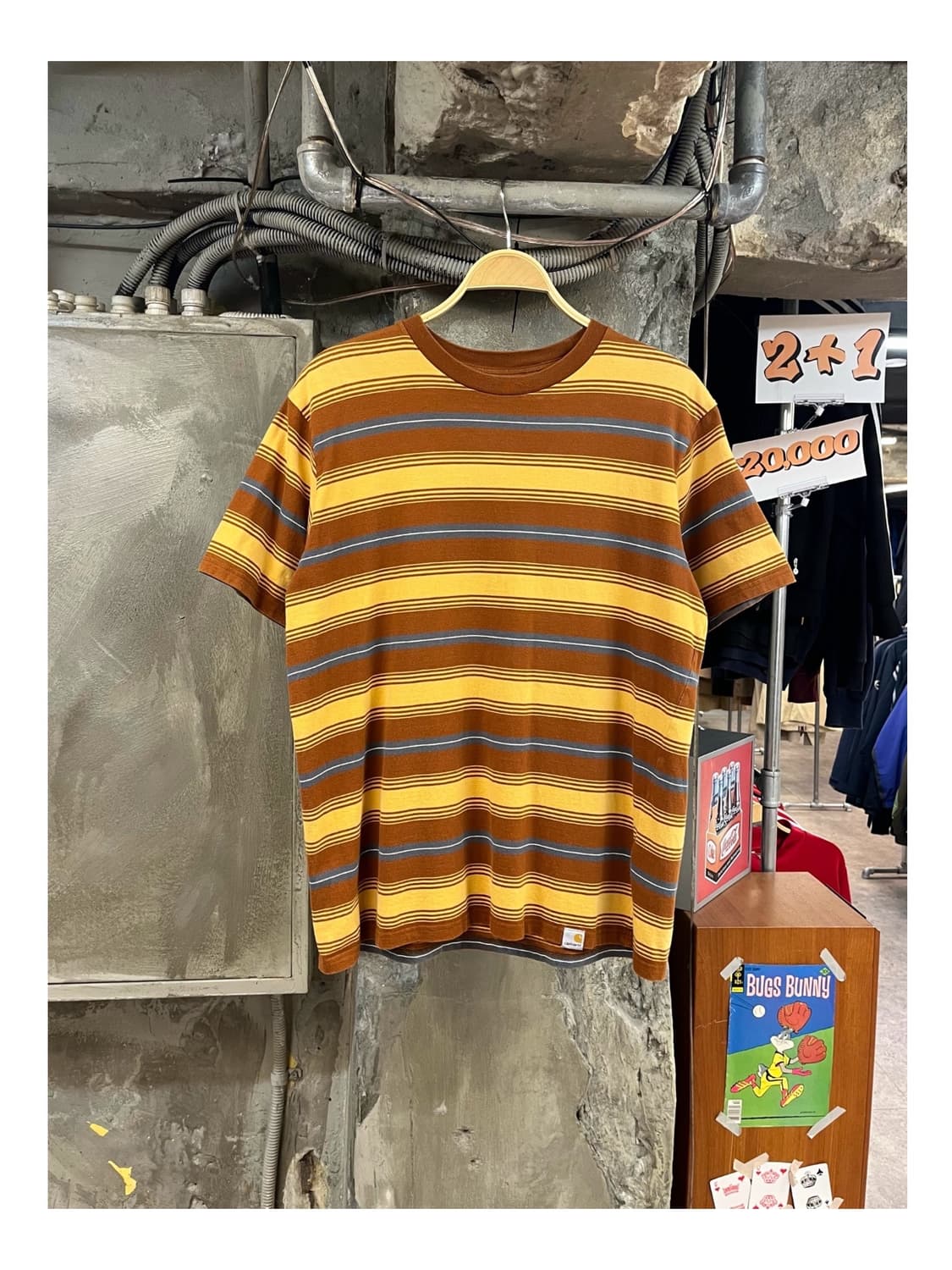 칼하트 스트라이프 반팔티 브라운 XL #csz3406 상품이미지1