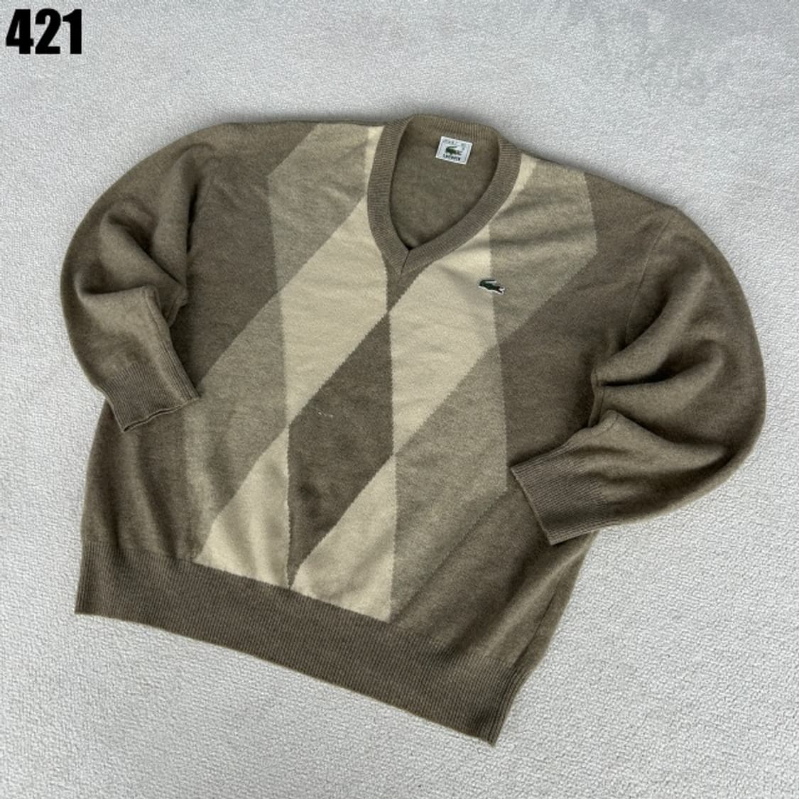 라코스테 V넥 니트 브라운  상품이미지1