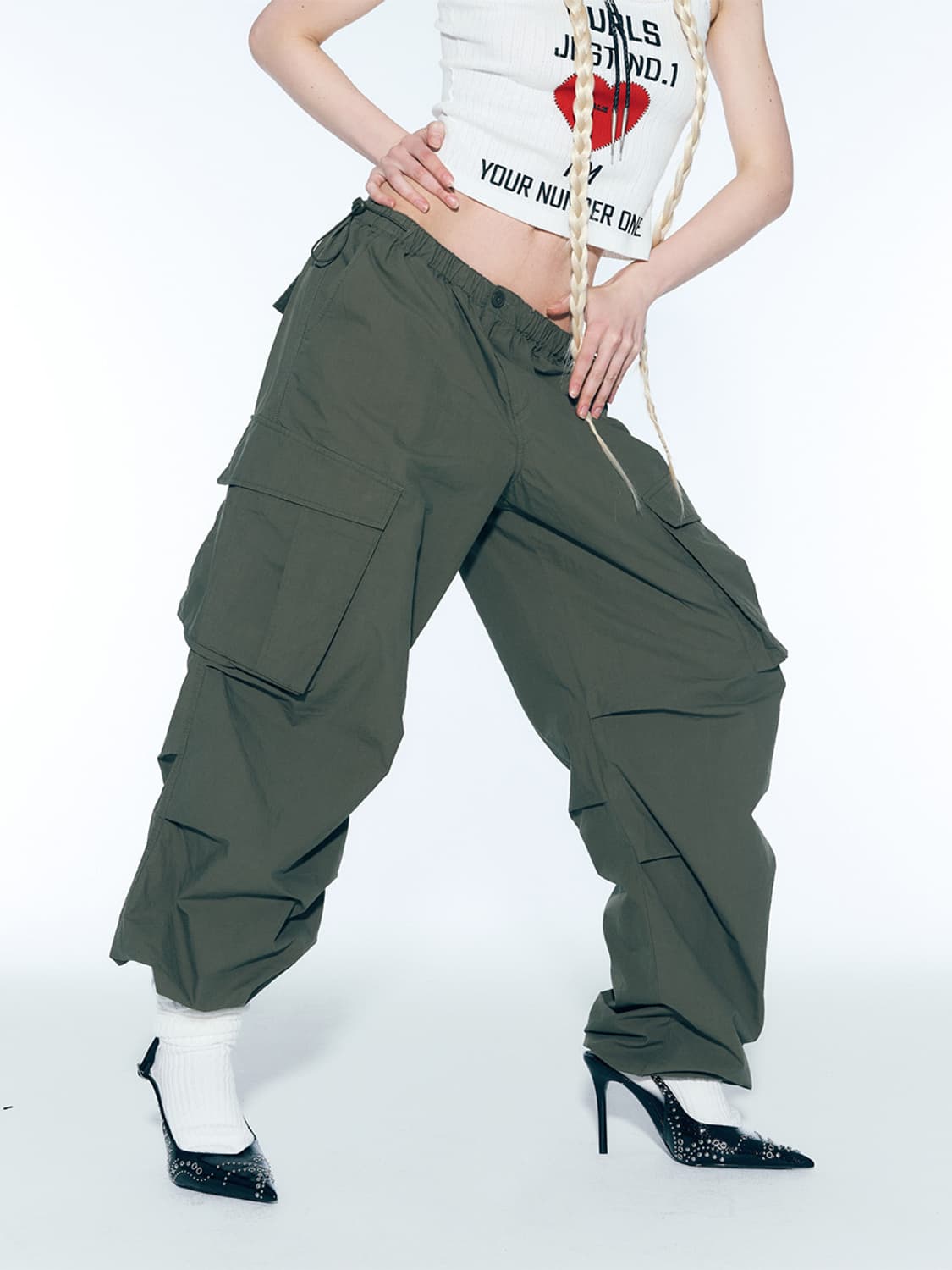 에즈이프캘리 PARACHUTE CARGO PANTS DEEP KHAKI 상품이미지2