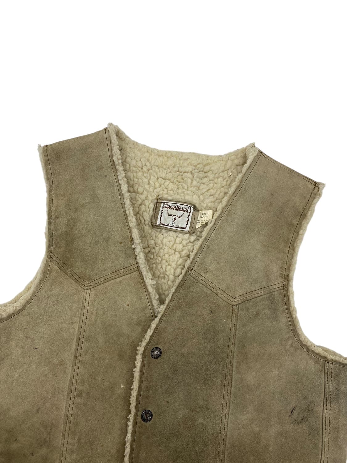 7-80's Steer 브랜드 스웨이드 쉐르파 안감 베스트 상품이미지3