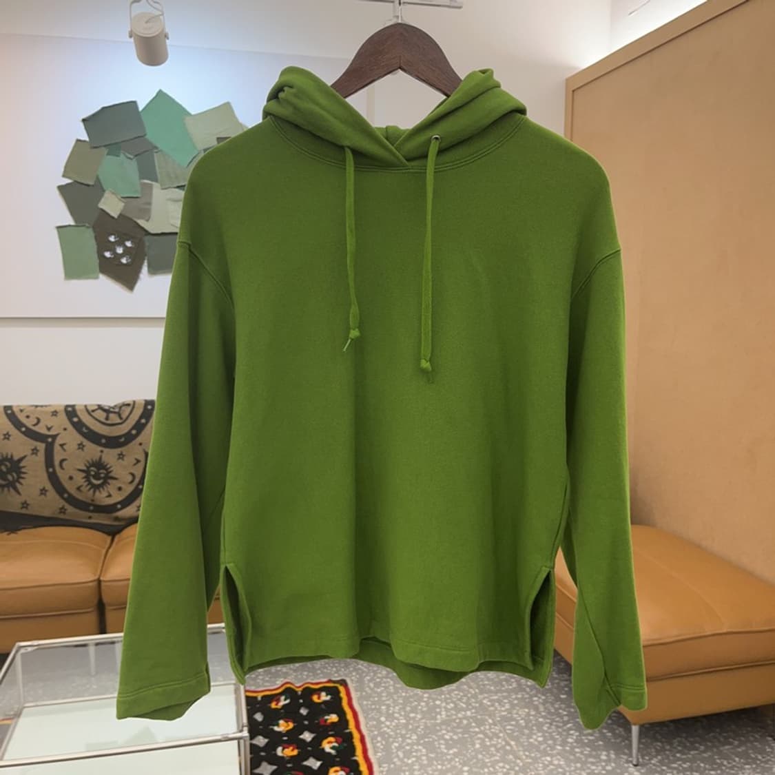 유니클로 U 르메르 오버핏 트임 카키그린 후드티 S C07786 상품이미지3