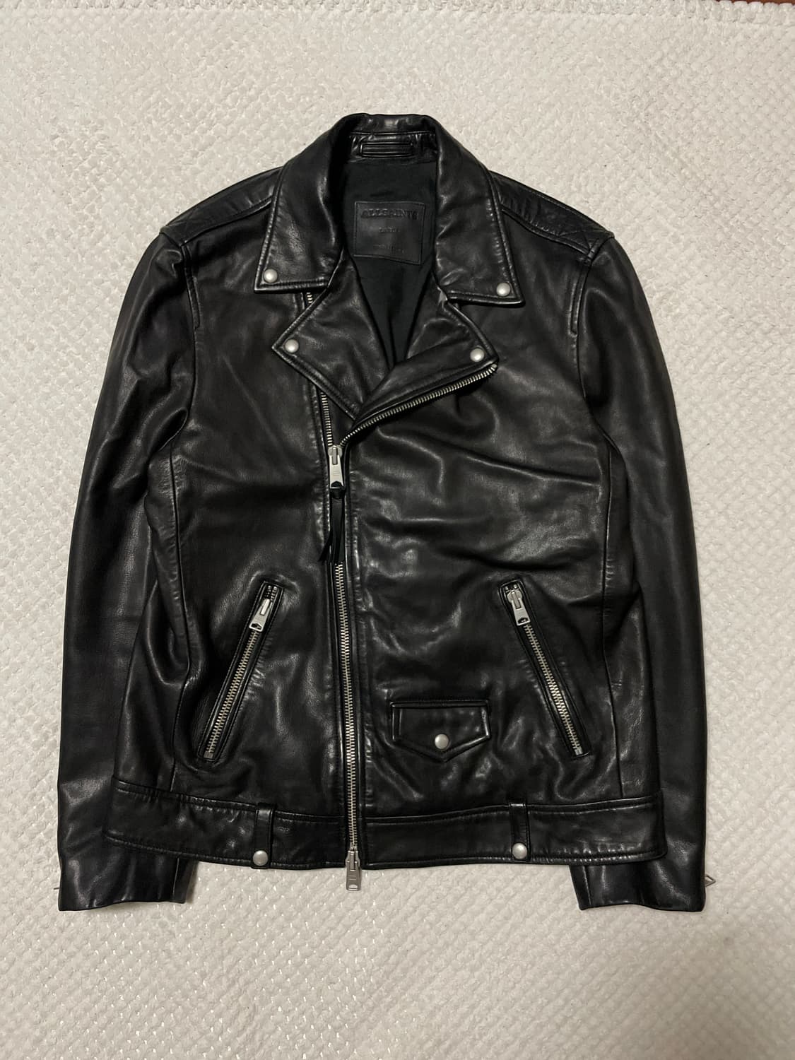 ALL SAINTS 웨스턴 무드 밀로 바이커 램스킨 양가죽 레더 자켓 상품이미지1