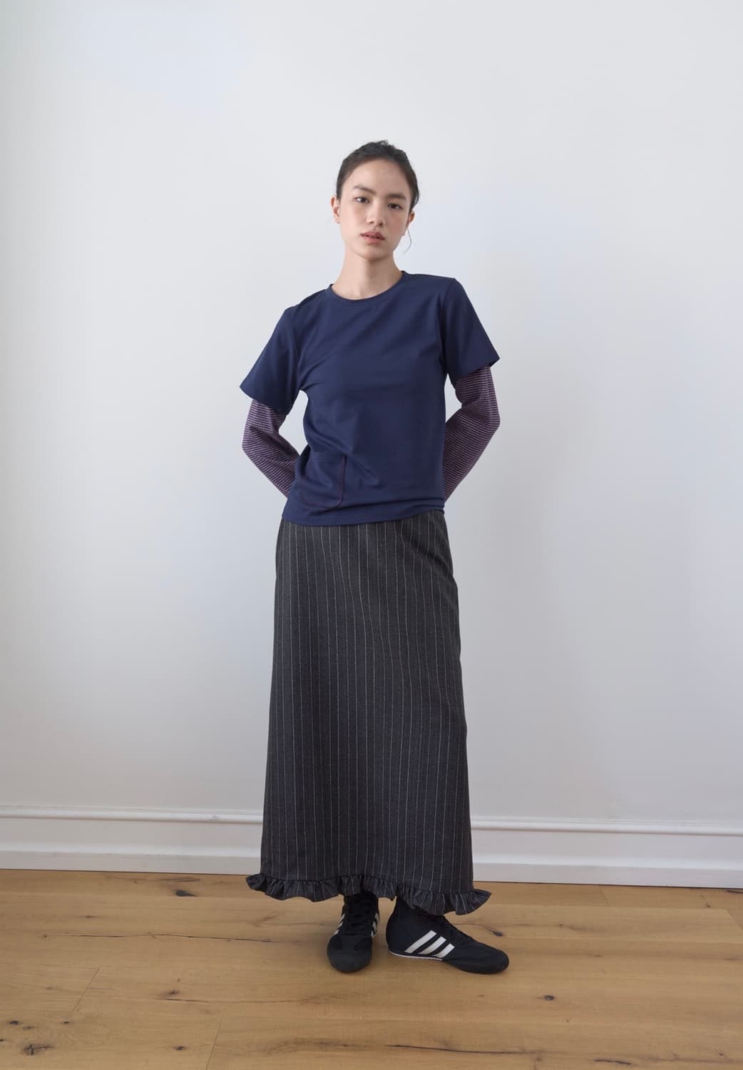 마조네 스트라이프 레이어드 티 (navy) 상품이미지1