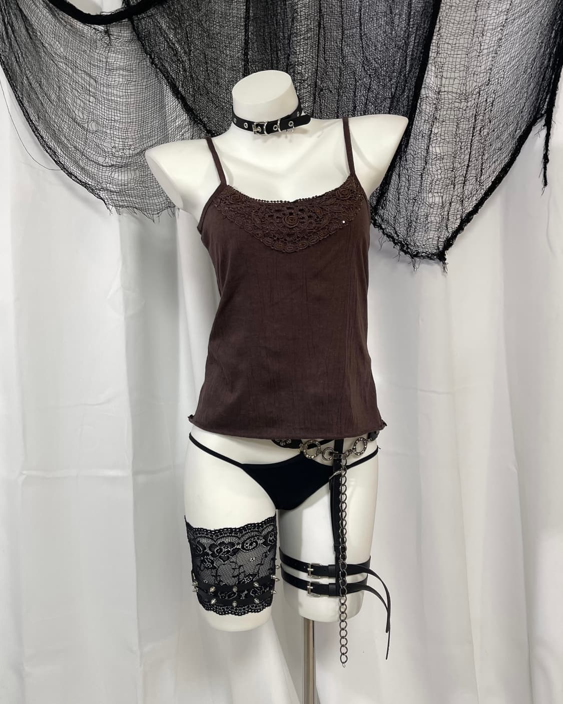 brown cubic sleeveless 상품이미지1