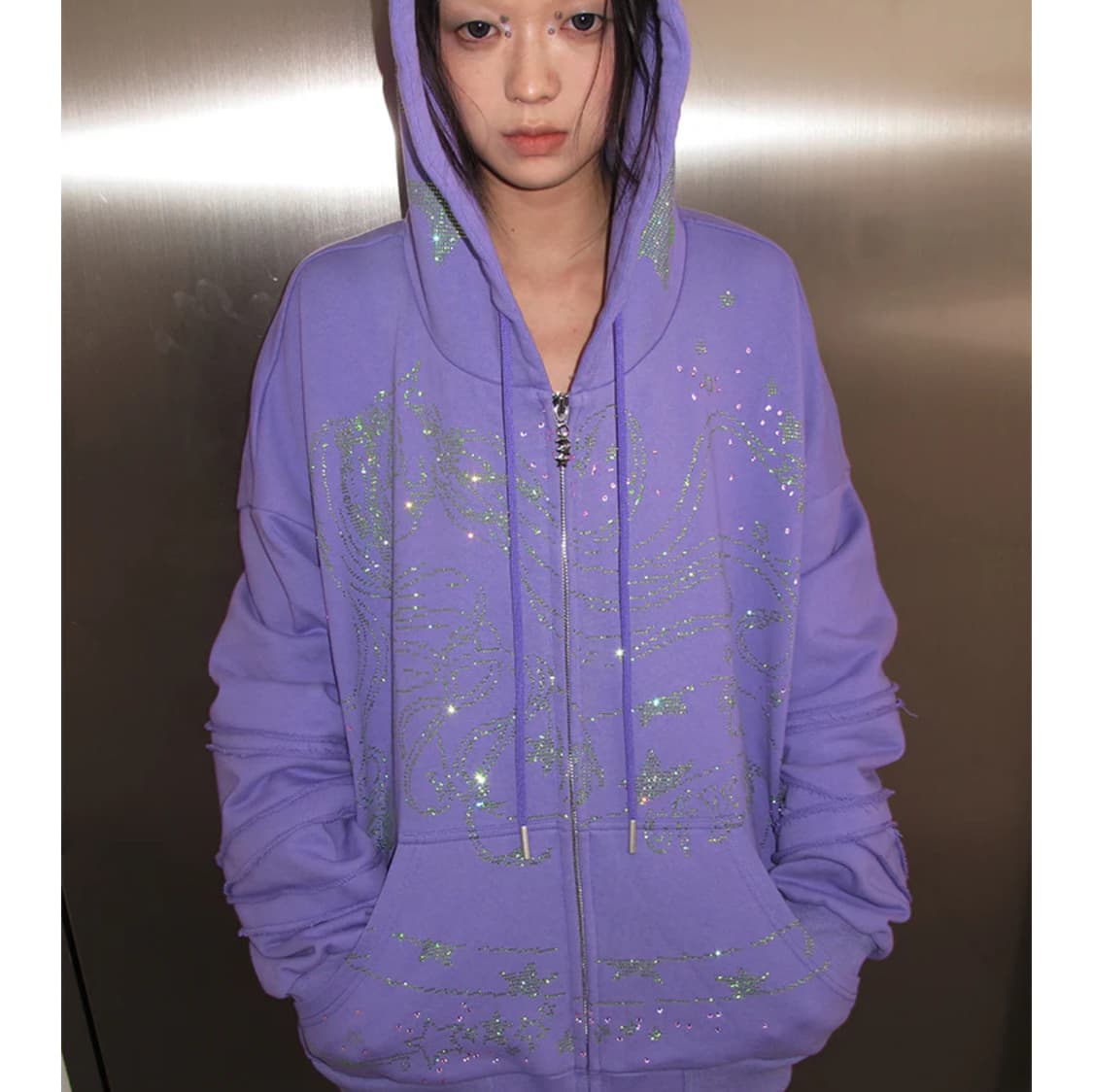 씨피어스 cfierce 스네이크걸 집업 후디 퍼플 M 상품이미지3