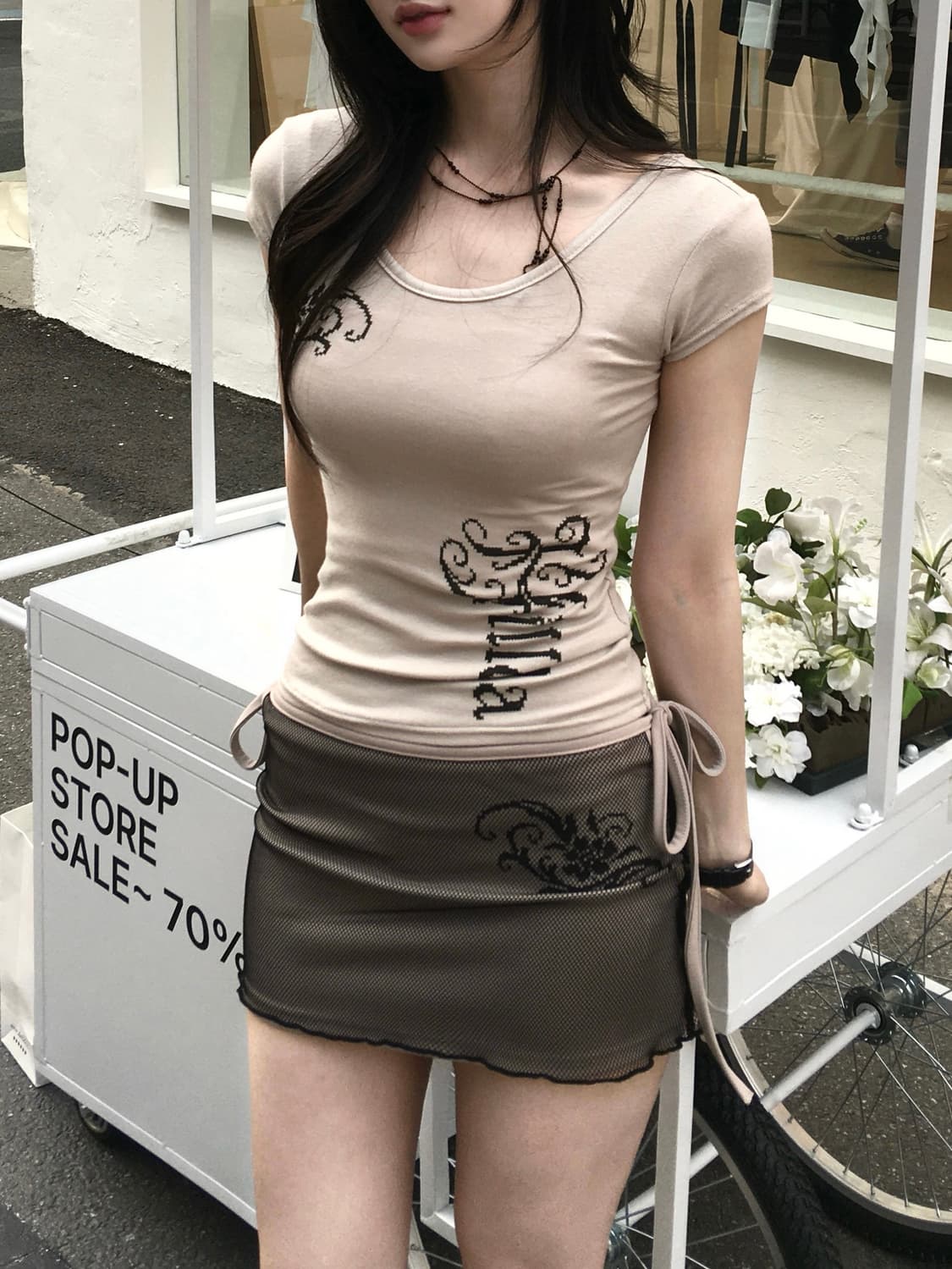 Hillda Lust Slim Tee_Beige 상품이미지2
