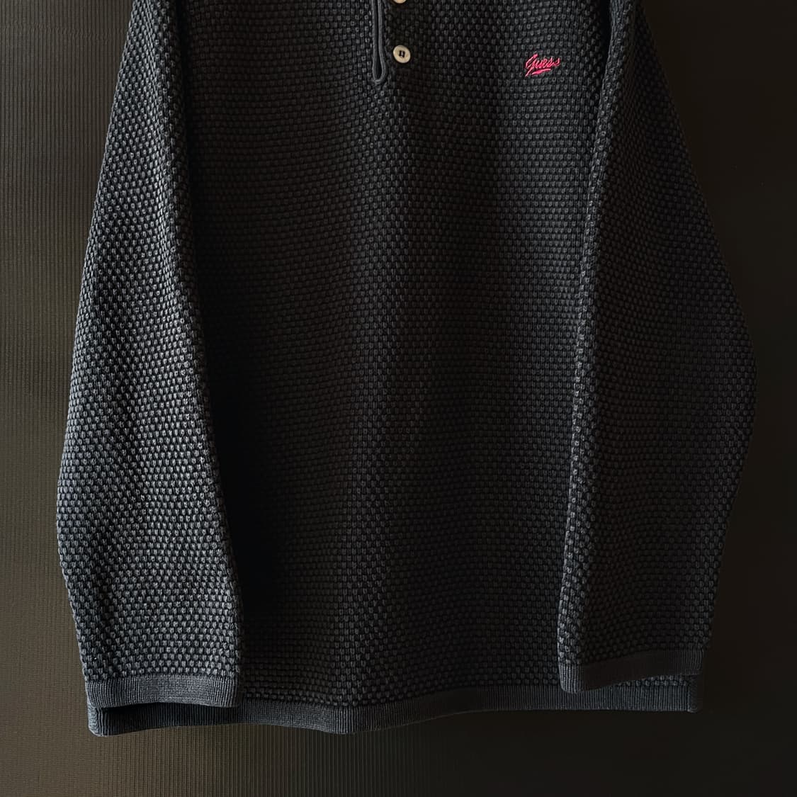 90s 두산 Guess 올드 게스 와플 니트 헨리넥 상품이미지2