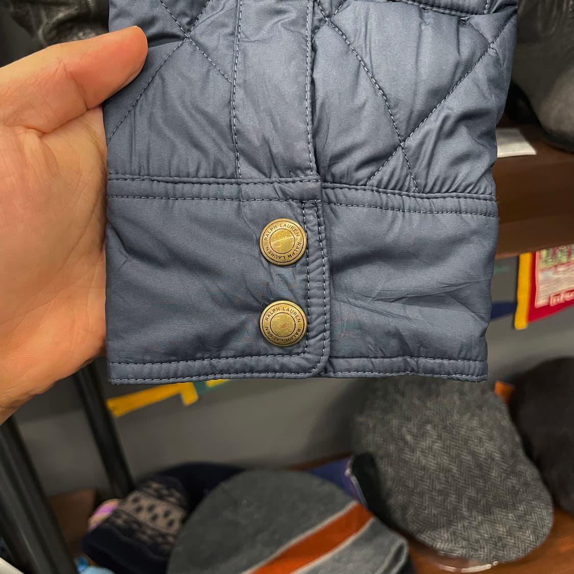 폴로 랄프로렌 신형 라벨 방패로고 스냅 버튼 코듀로이 넥 퀼팅 자켓 상품이미지6