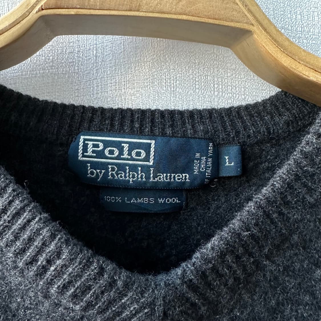 폴로 랄프로렌 니트 램스울 브이넥 스웨터 차콜 그레이 L 상품이미지7