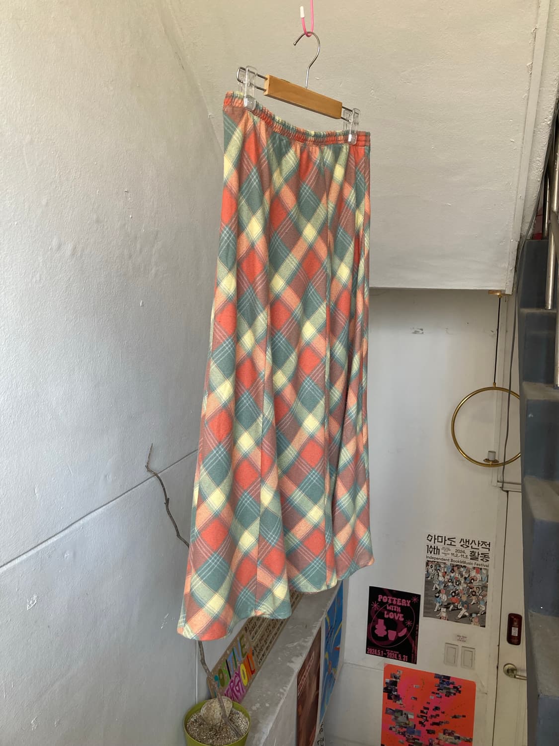 솜사탕 빈티지 체크 롱 스커트 상품이미지7