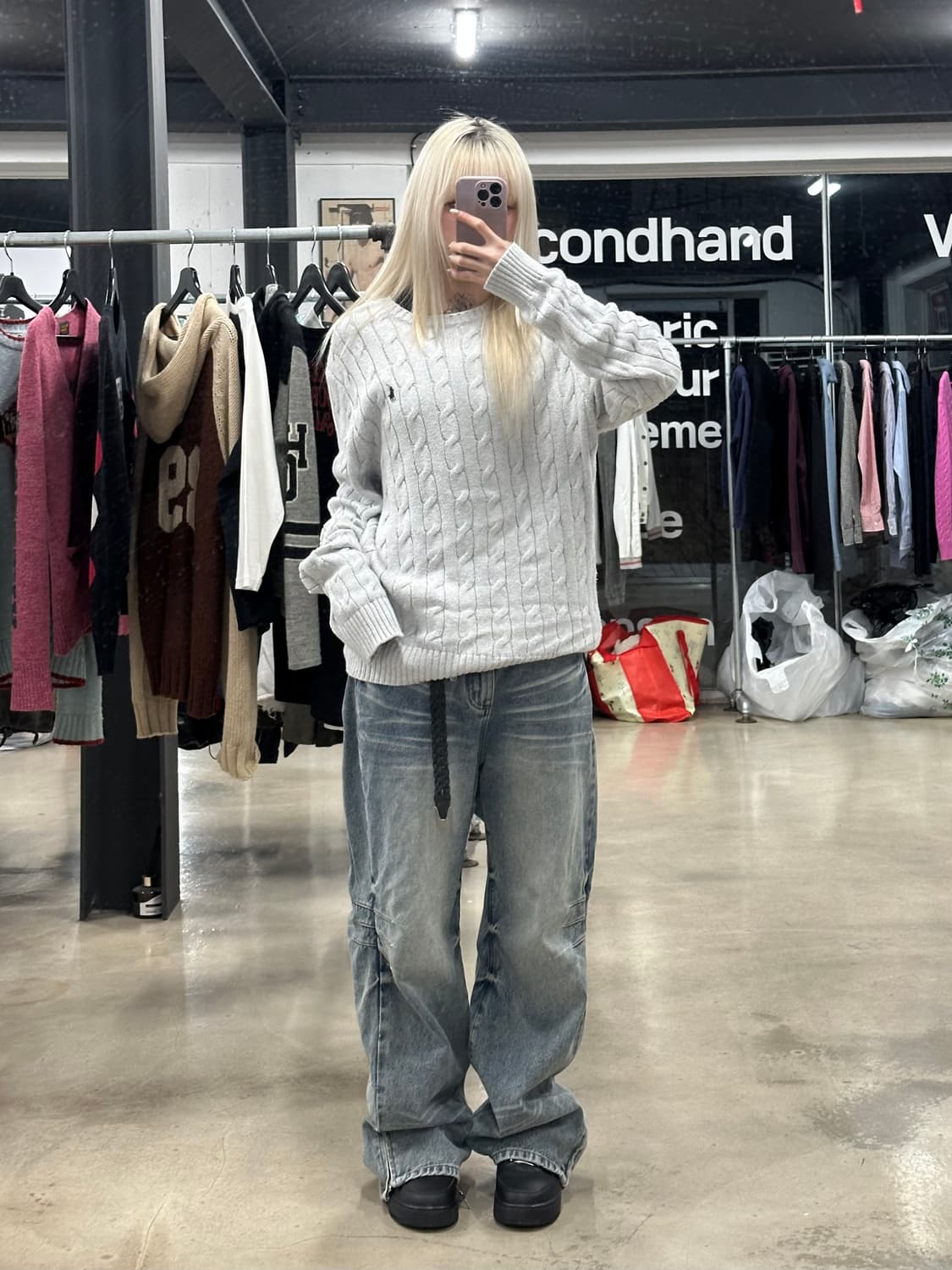 폴로 랄프로렌 그레이 케이블 니트 스웨터 상품이미지2