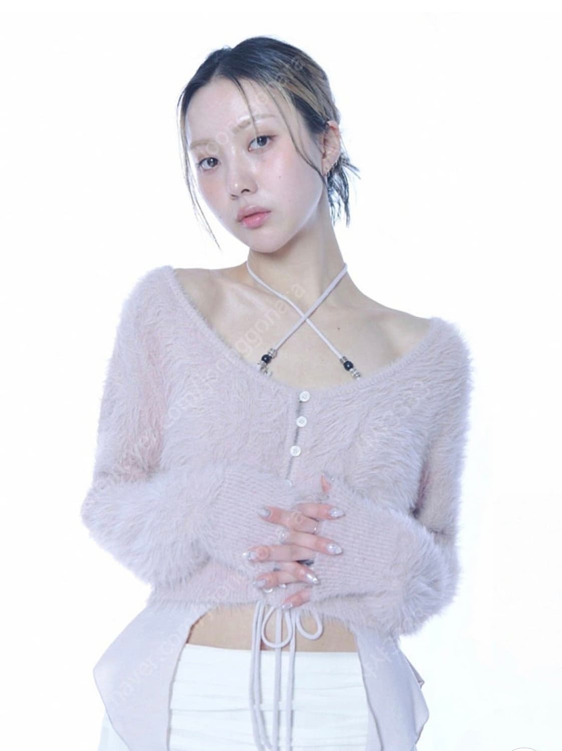 페인오어플레져 rabita far cardigan 라비타 퍼 가디건 핑크 상품이미지2