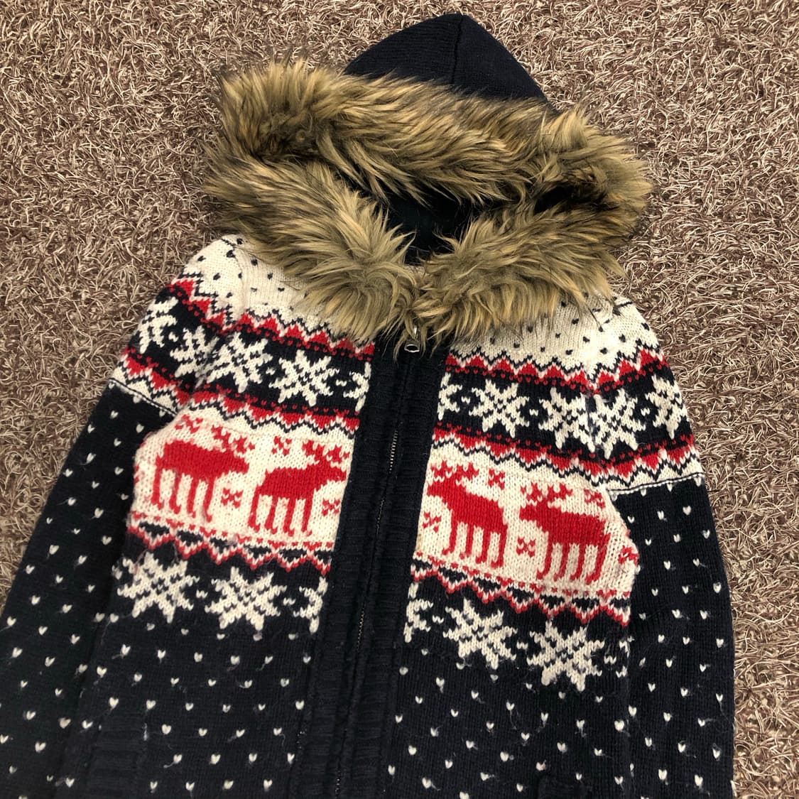 아베크롬비 울프죠 노르딕 하트 패턴 니트 집업 자켓 상품이미지2