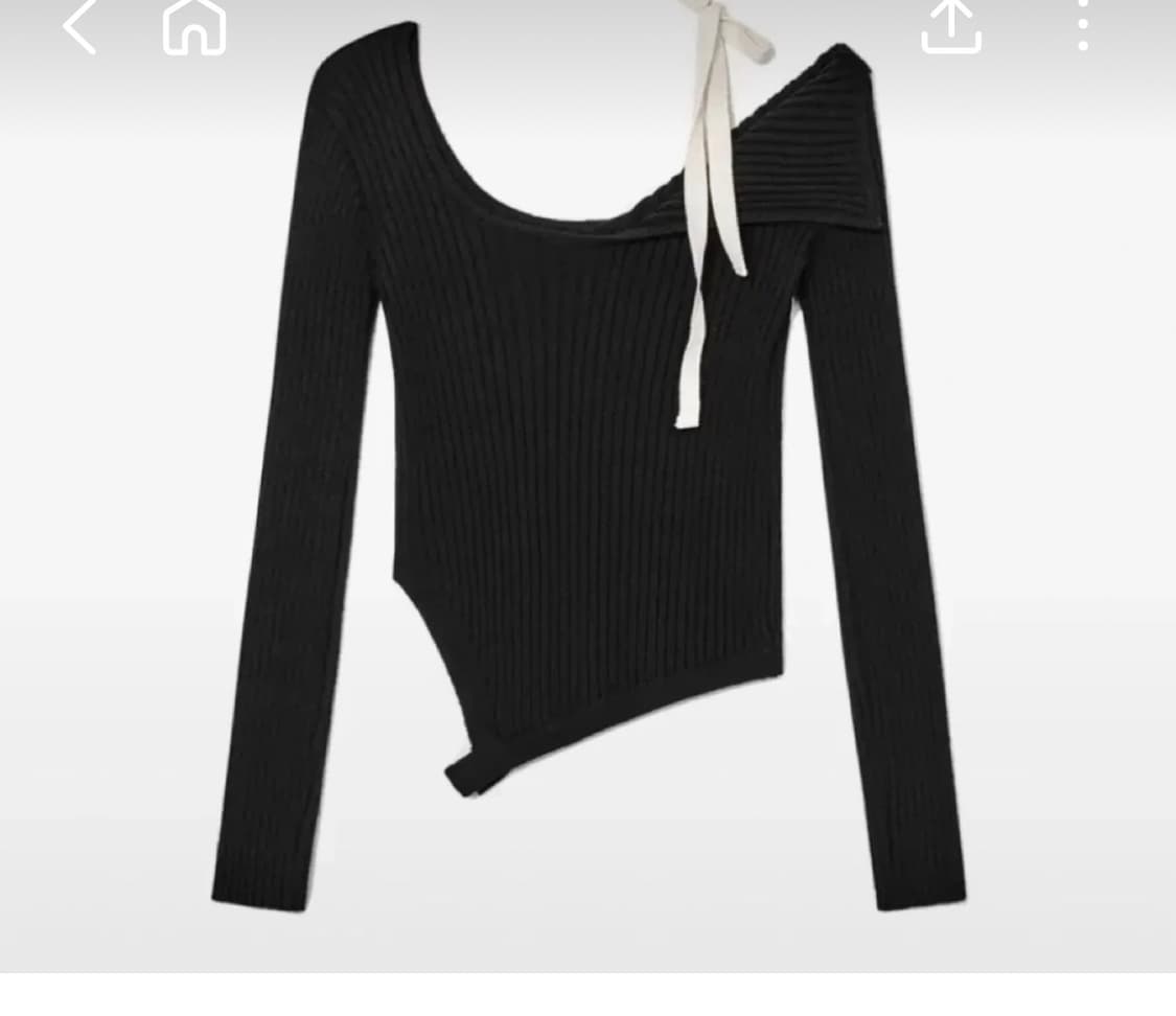 GLOWNY 블랙 골지 오프숄더 니트 (free size) 상품이미지1