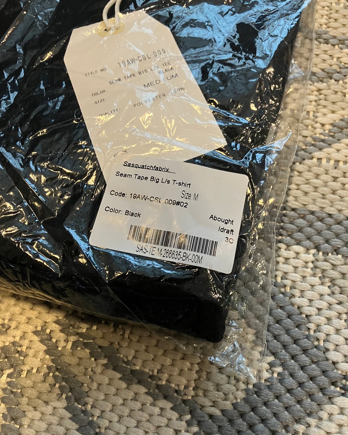 (M) 사스콰치패브릭스 19AW 심 테이프 롱슬리브 블랙 상품이미지3