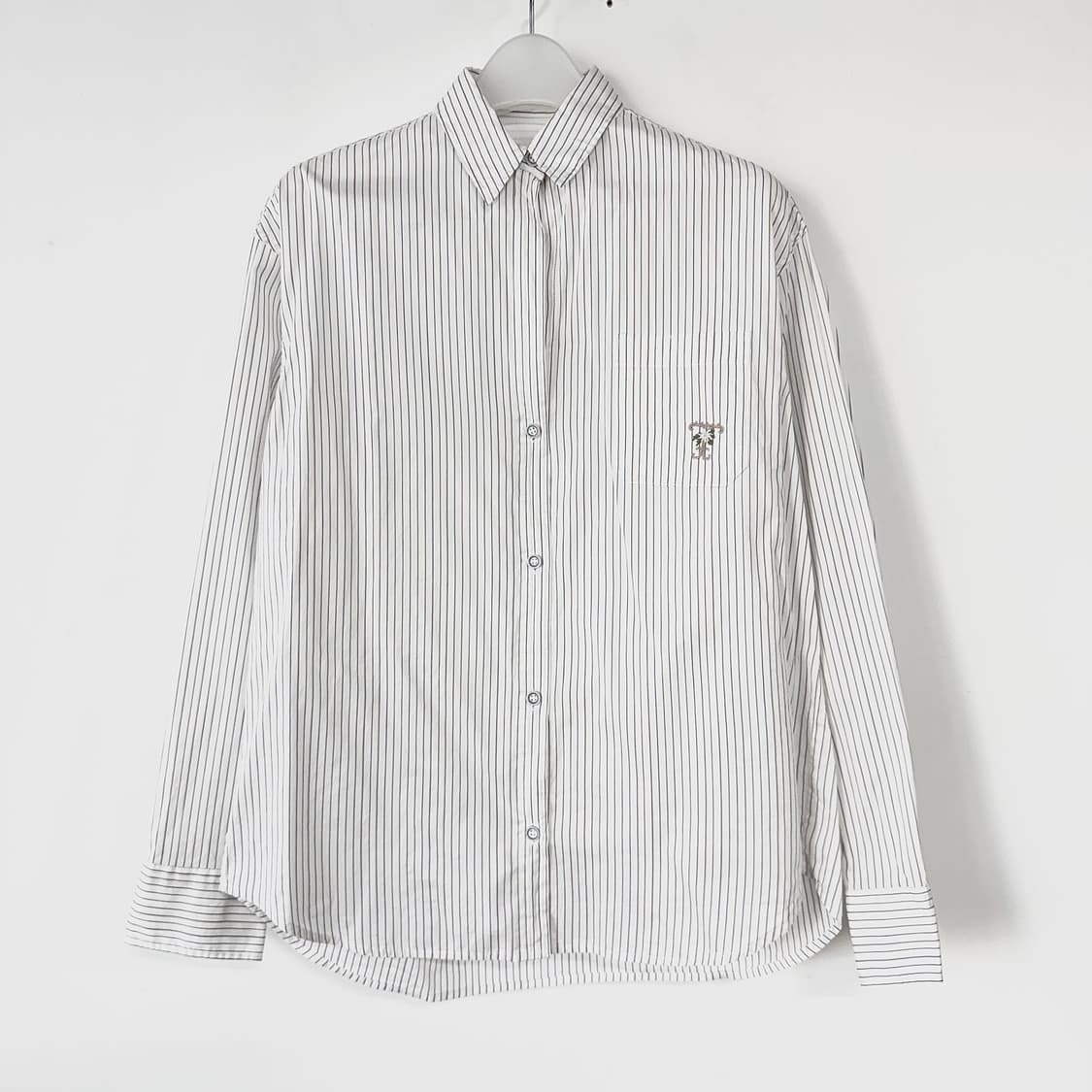 타임 TIME 스트라이프 로고 자수 셔츠 상품이미지1