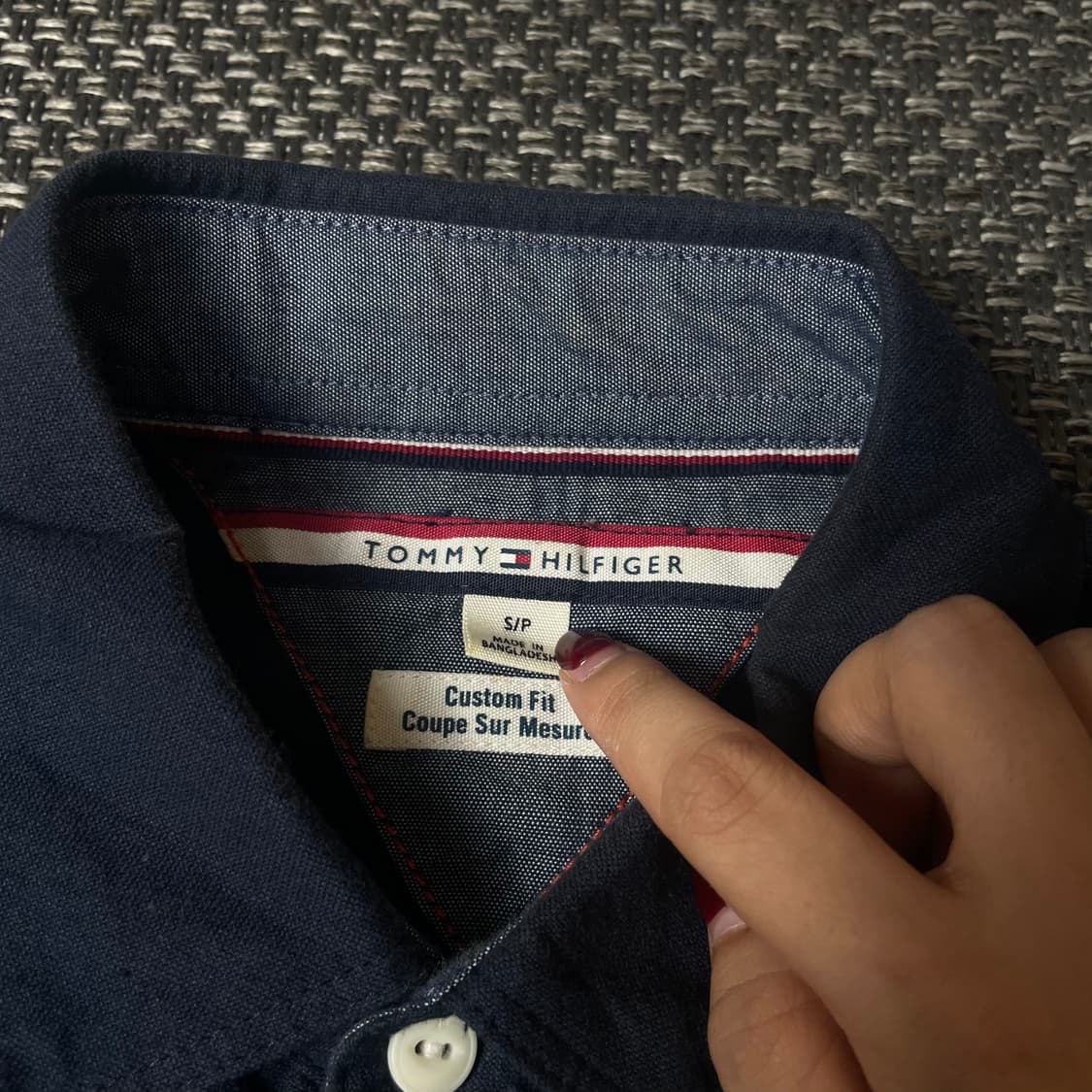 타미힐피거 네이비 핑크 화이트 심플 단가라 S 커스텀핏 상품이미지4