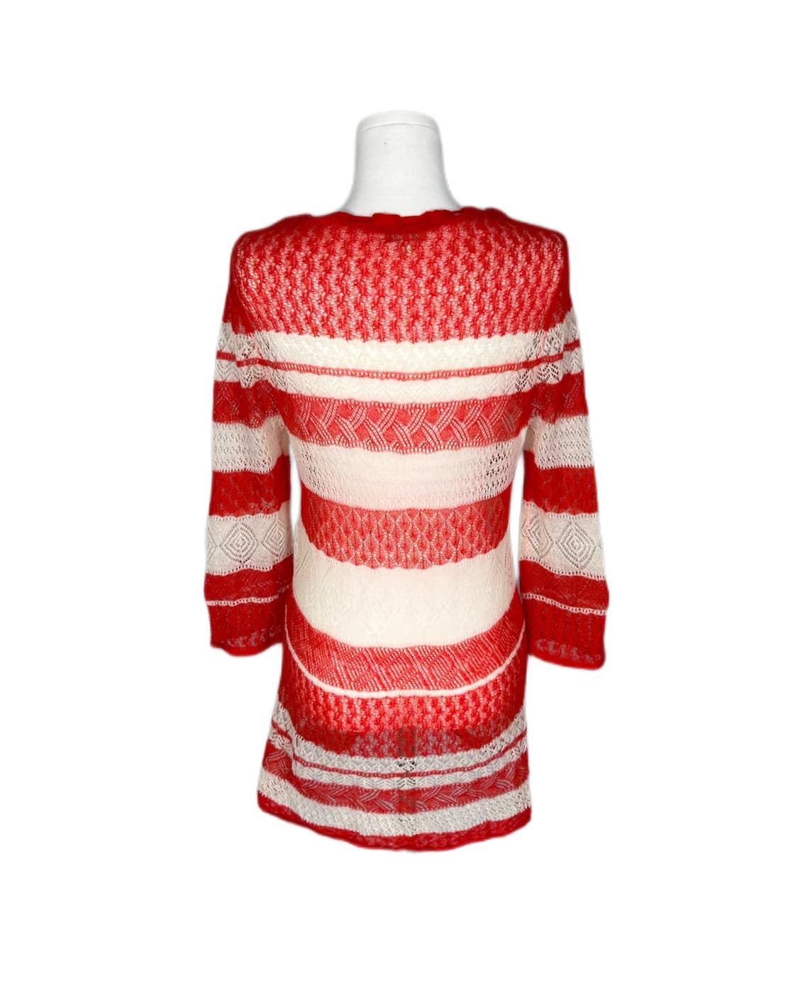 mohair crochet red stripe knit 상품이미지5