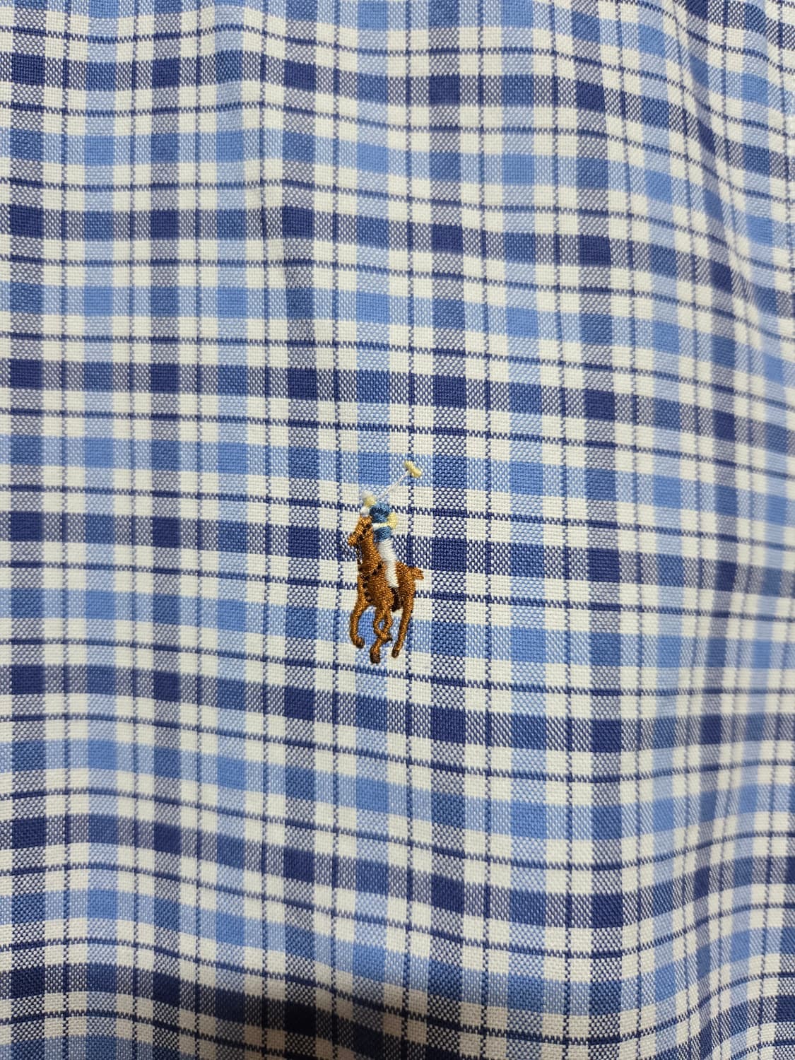 폴로 랄프로렌 옥스포드 남성 블루 체크 반팔 셔츠(M사이즈) 상품이미지4