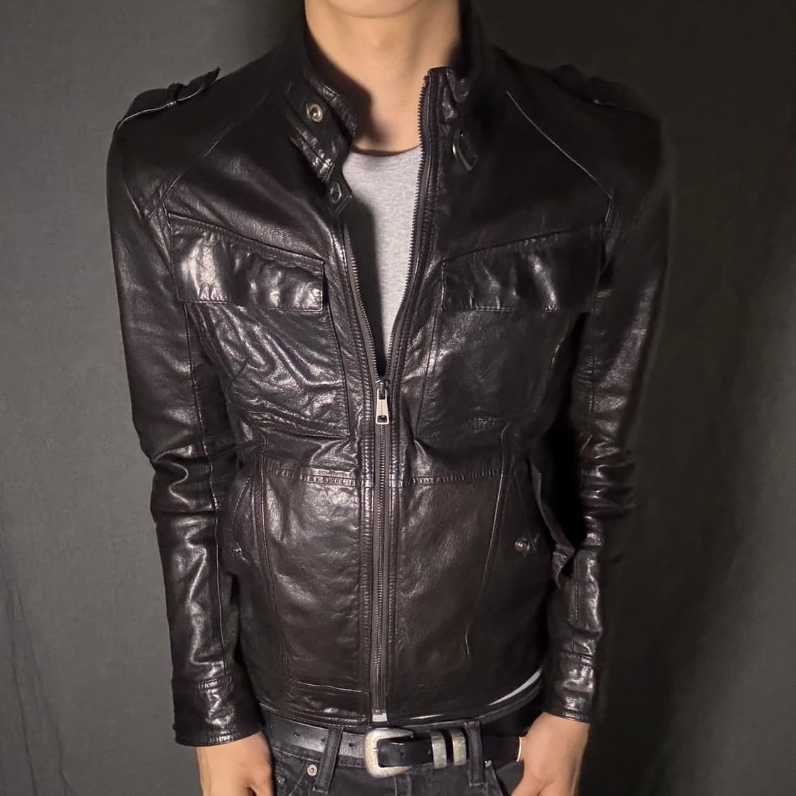 goat skin pocket leather jacket 상품이미지5