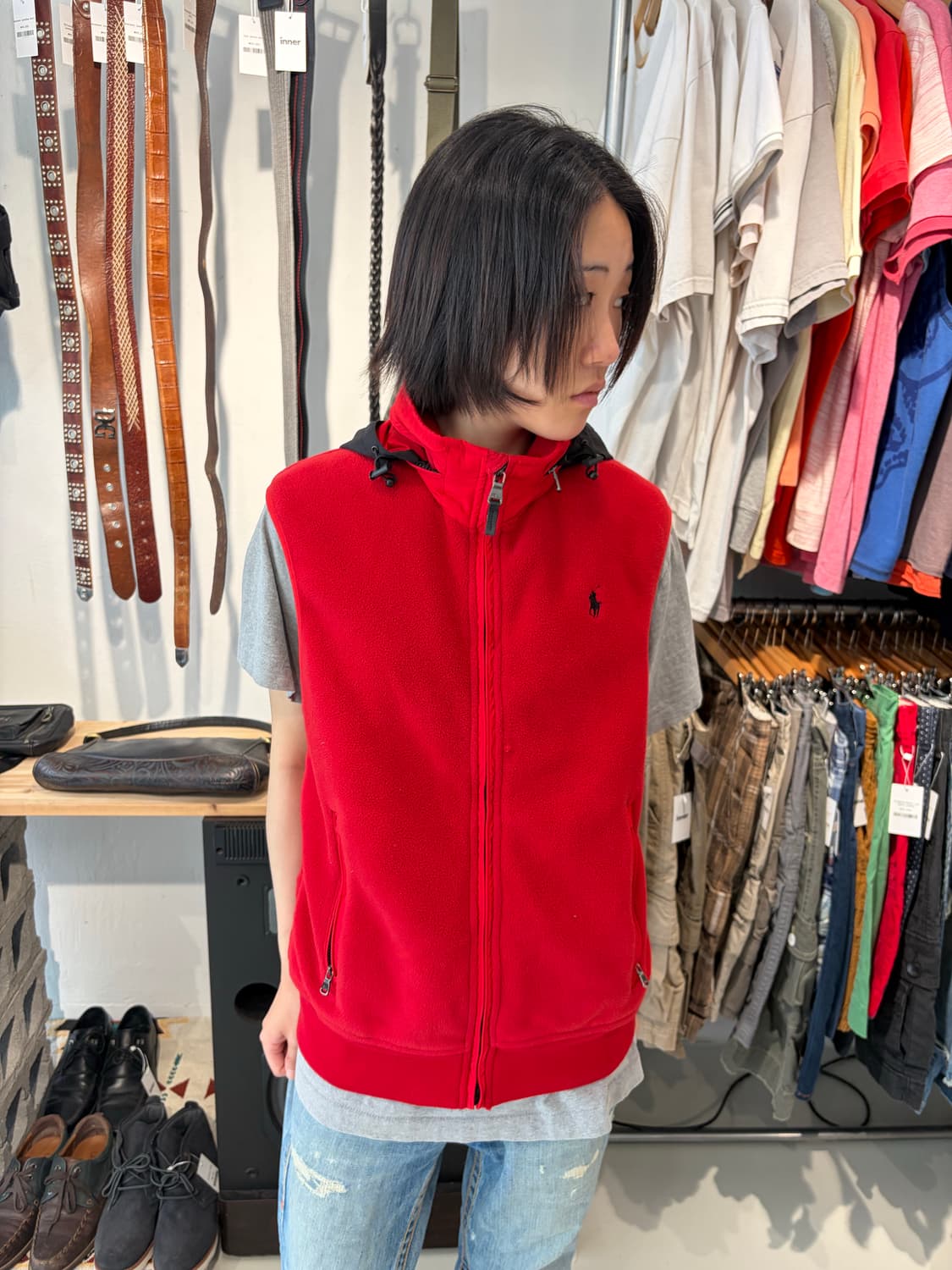 Polo Ralph Lauren 레드 폴라텍 플리스 베스트 M 상품이미지2