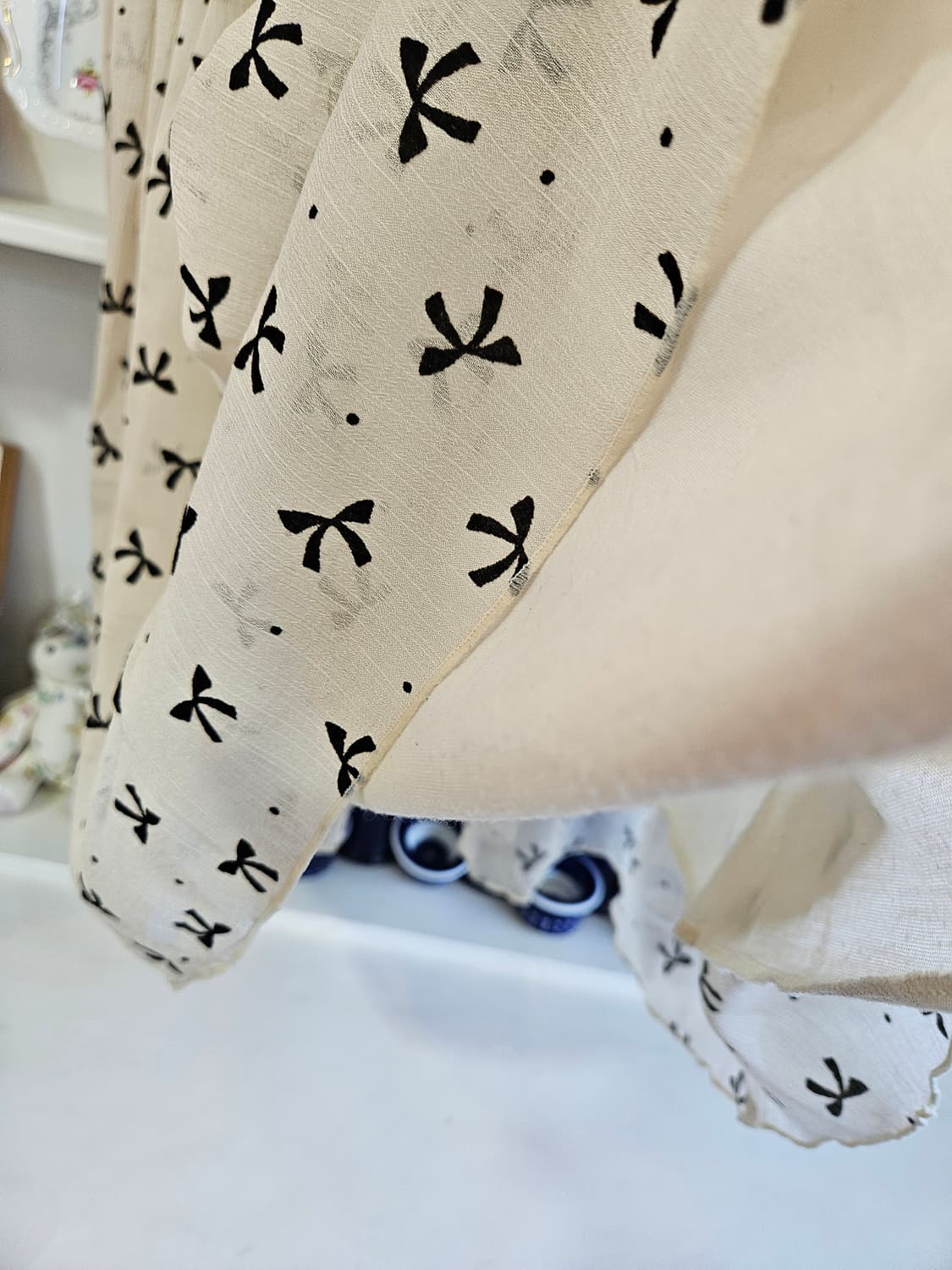 리본 쉬폰 배색 원피스 상품이미지6