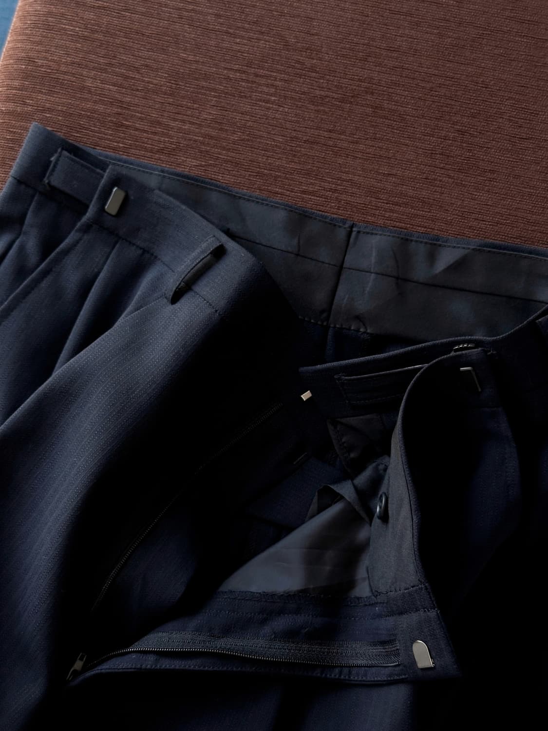Light wool cotton snap belted trouser 상품이미지4
