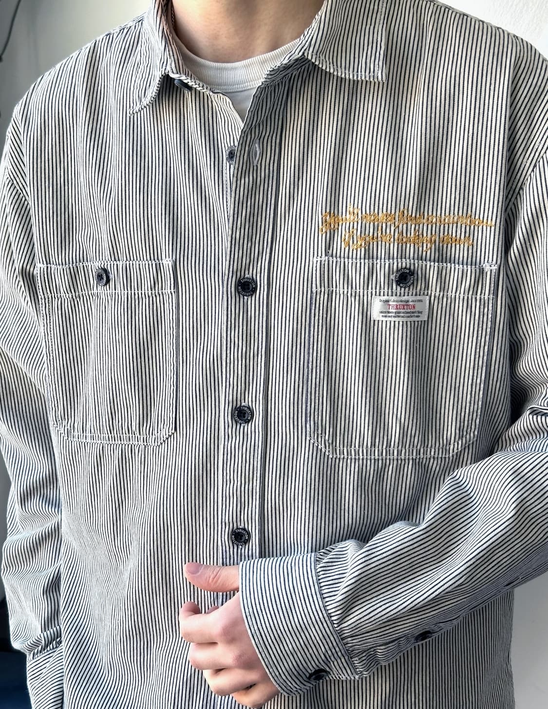 Cotton design stripe work shirt 상품이미지8