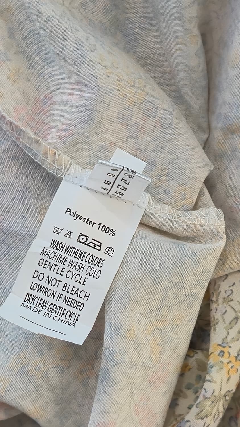 파스텔 잔꽃 롱 원피스 반팔 퍼프 허리리본 폴리 dress 상품이미지5