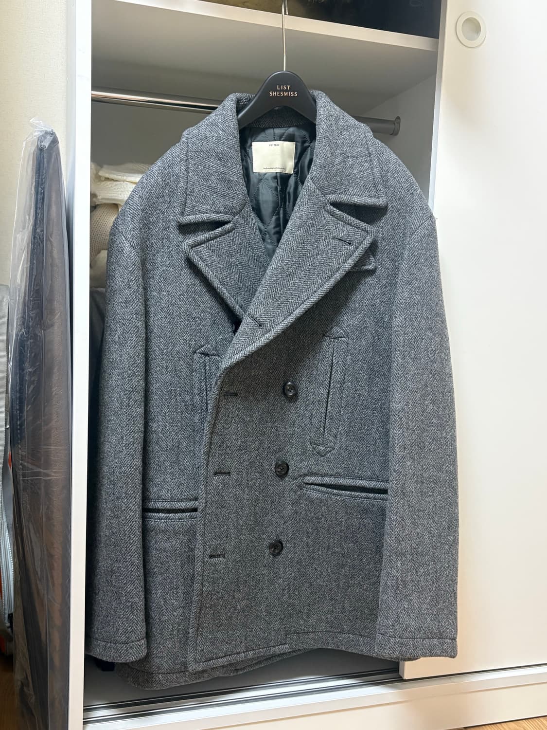 포터리 셔틀랜드 울 피 코트 다크 그레이 2사이즈 상품이미지2
