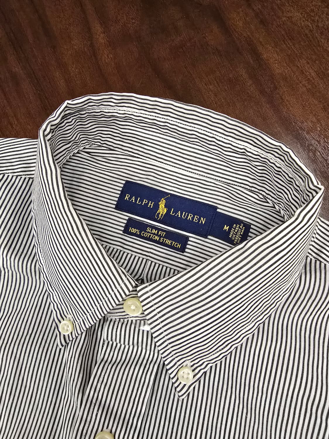 폴로 랄프로렌 블랙 스트라이프 포플린 셔츠 슬림 M 새제품 상품이미지3