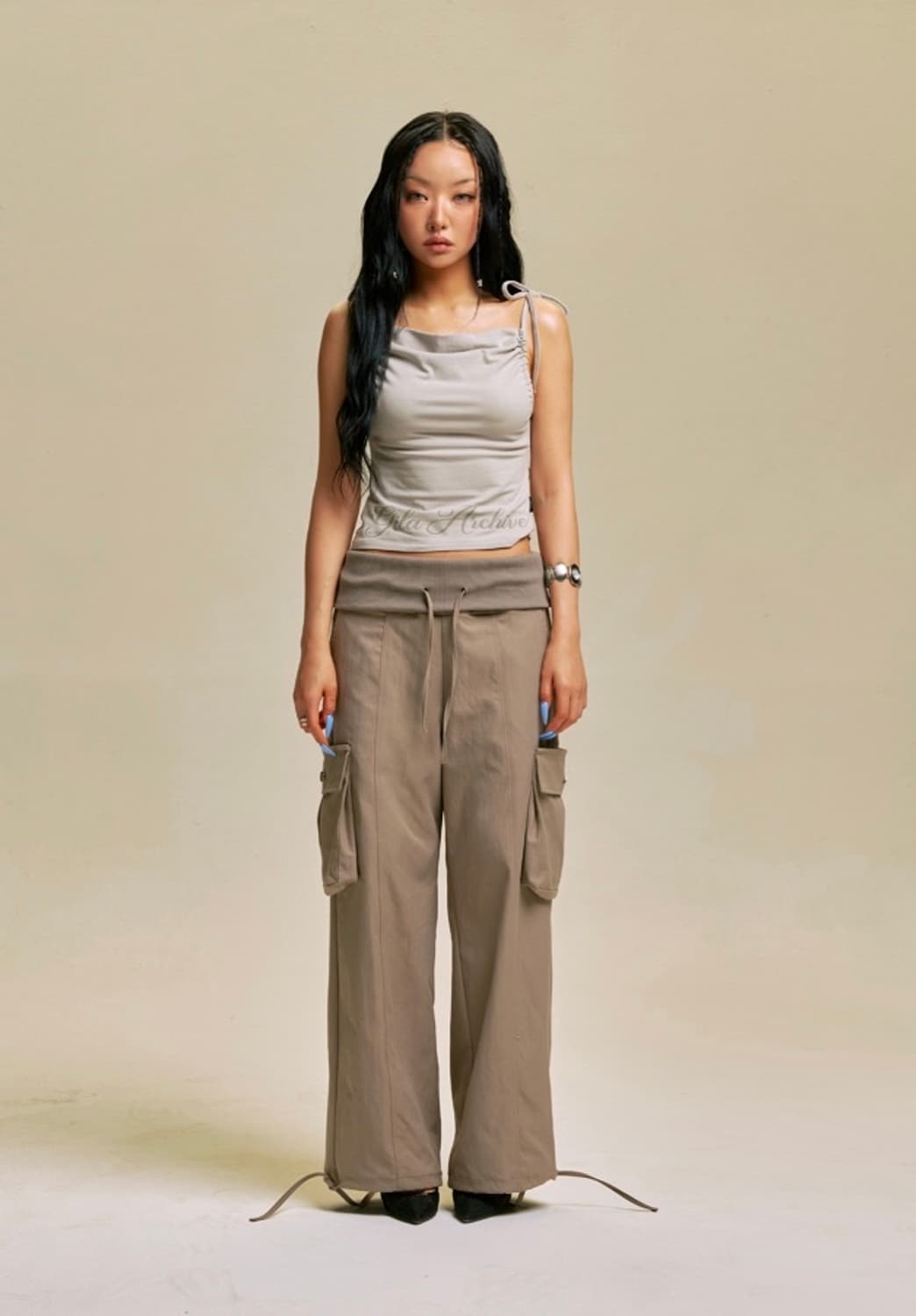 SCRIPT LOGO SHIRRING SLEEVELESS_BE  상품이미지1