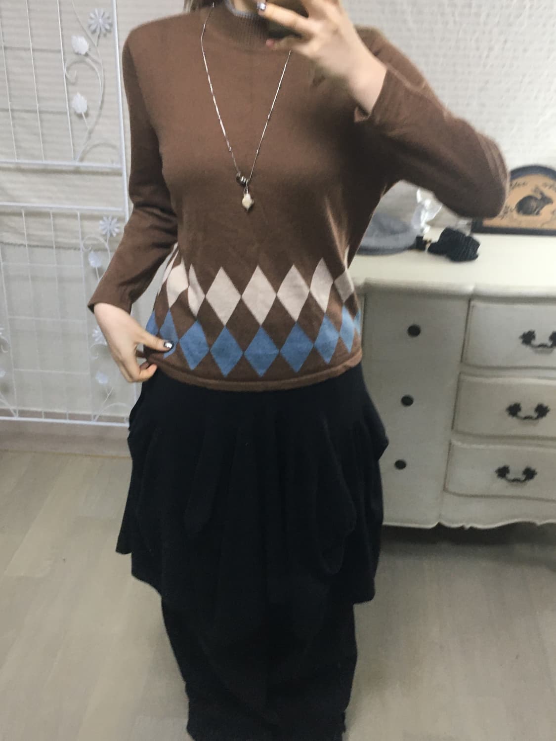 일본빈티지 아가일 브라운 니트 상품이미지4