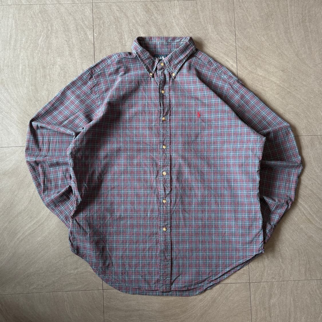 폴로 정품 체크 코튼 셔츠 상품이미지1