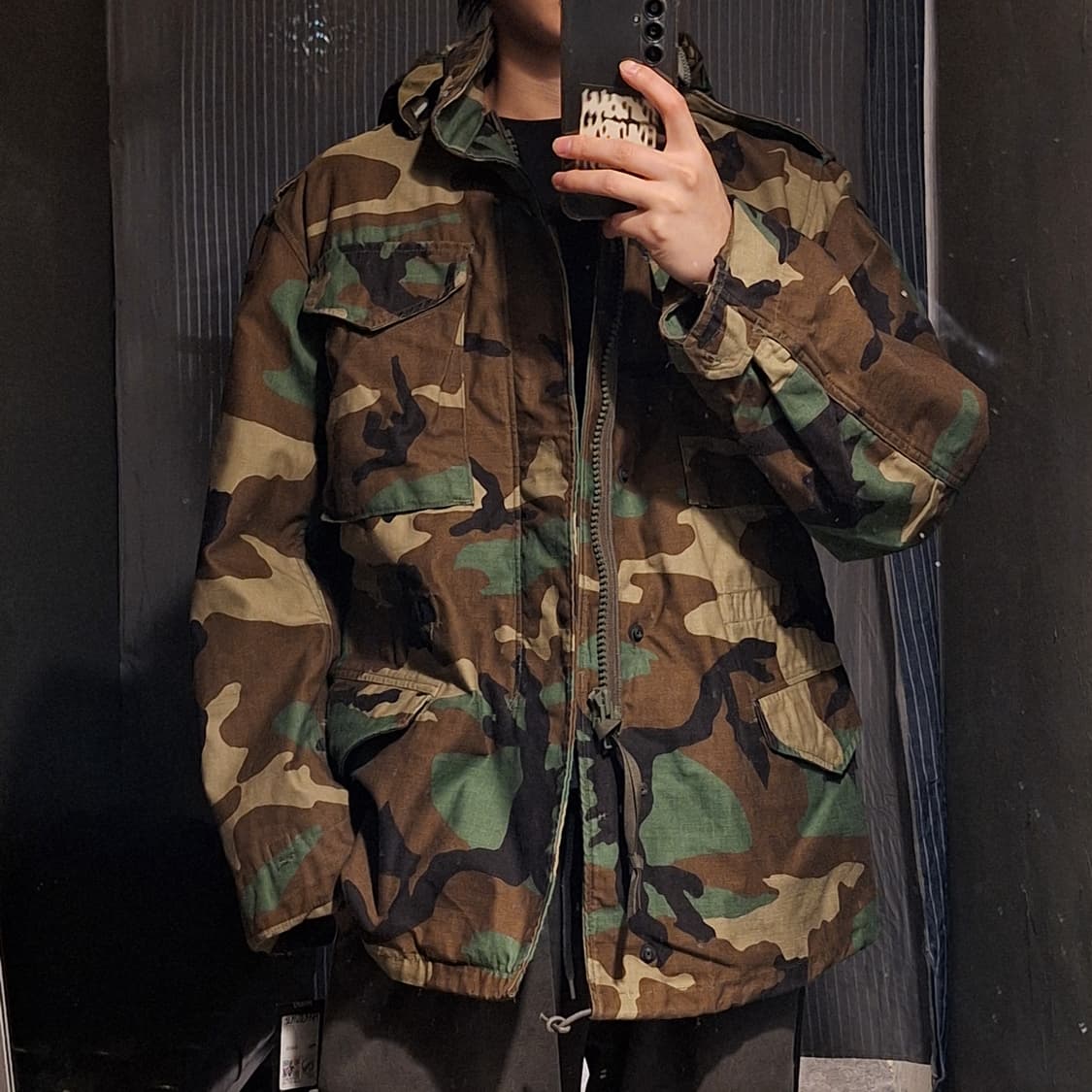 US ARMY 미육군 패치 우드랜드 밀리터리 카모플라쥬 히든후드 야상 상품이미지7