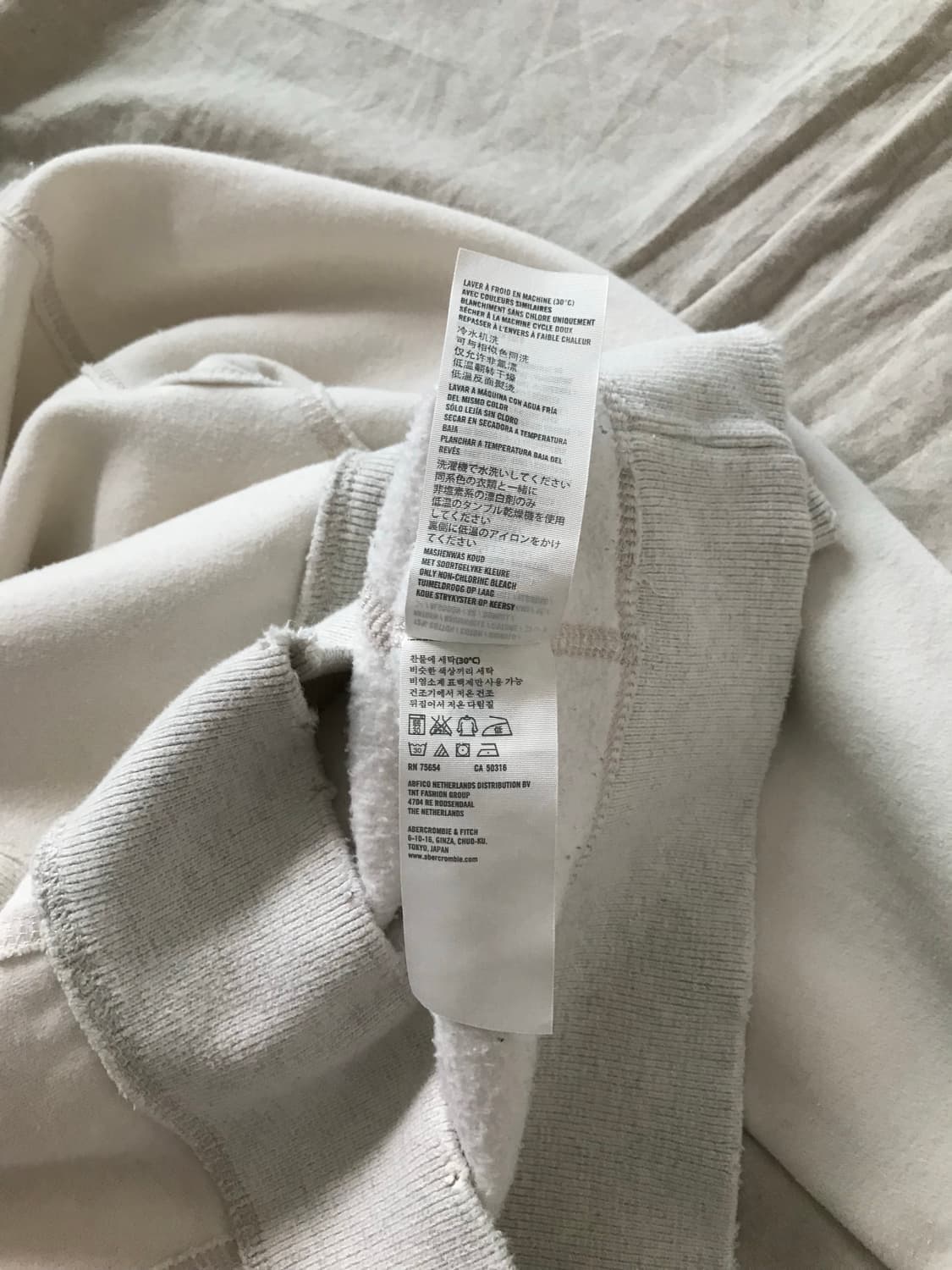 아베크롬비 자수로고 화이트 후드티 상품이미지9