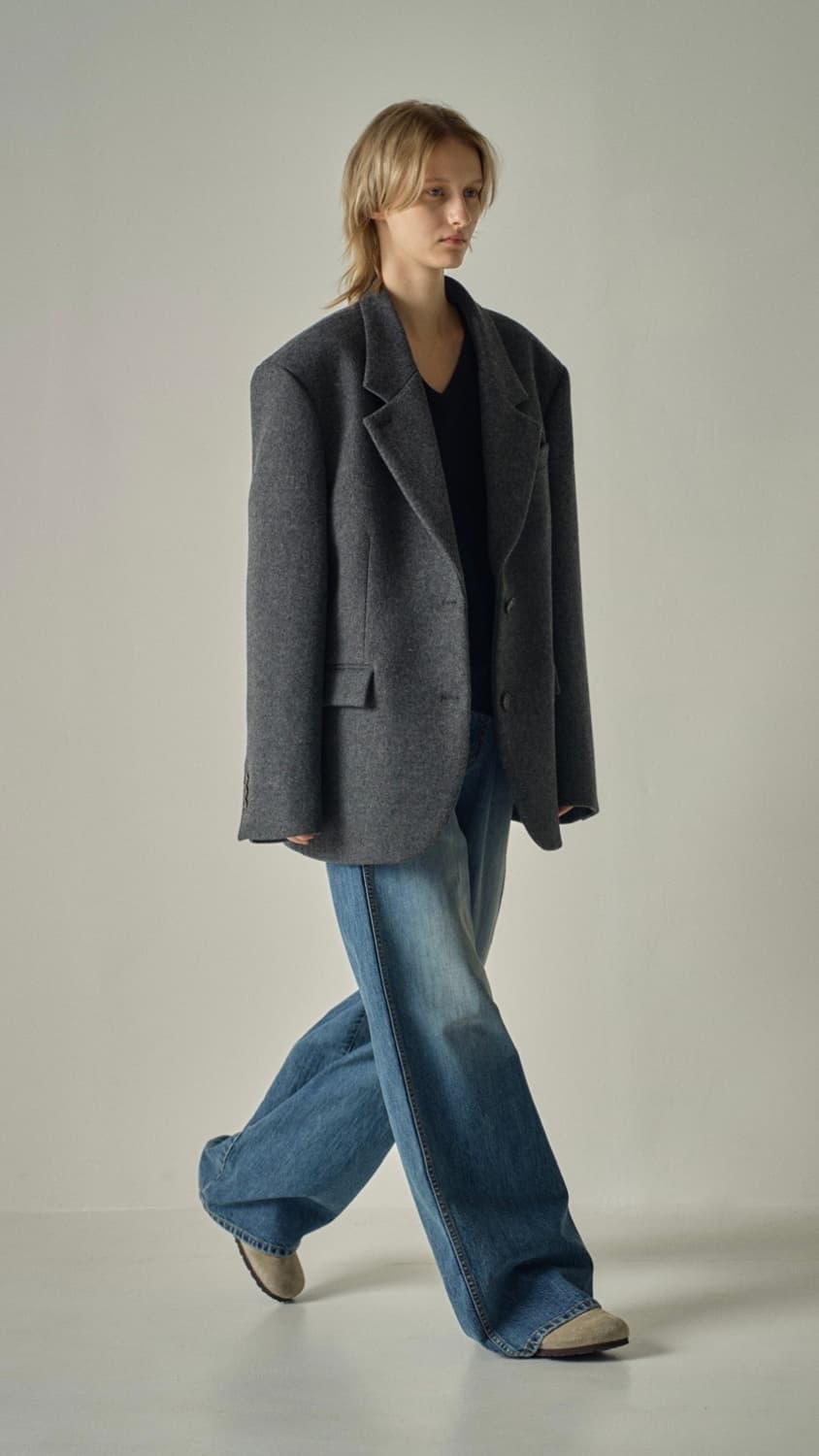 파사드패턴 캐시미어 블레이저 코트 차콜 S 상품이미지4