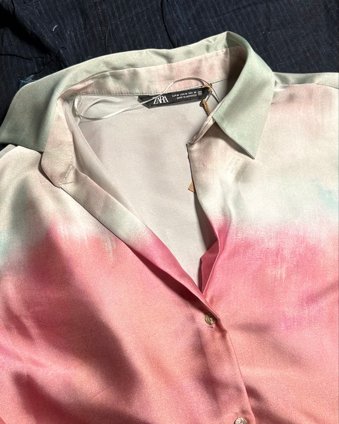 Zara 새틴 이팩트 타이다이 셔츠 M 상품이미지2